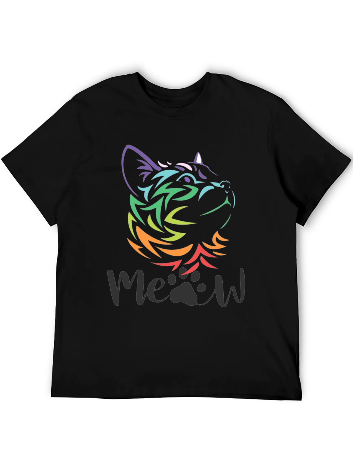 Camiseta Negra con Diseño de Gato Meow