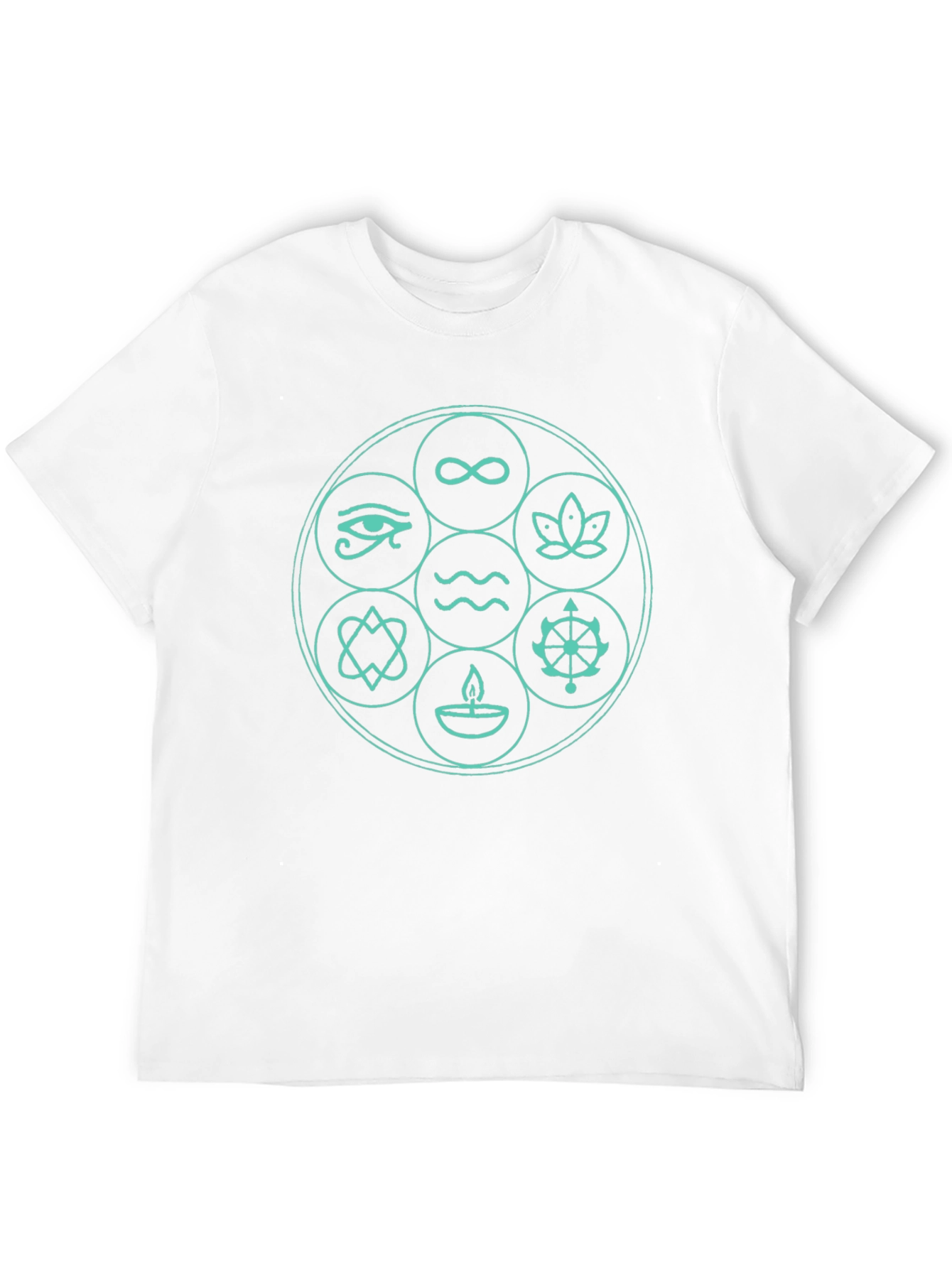 Camiseta Negra con Diseño de Símbolos Espirituales