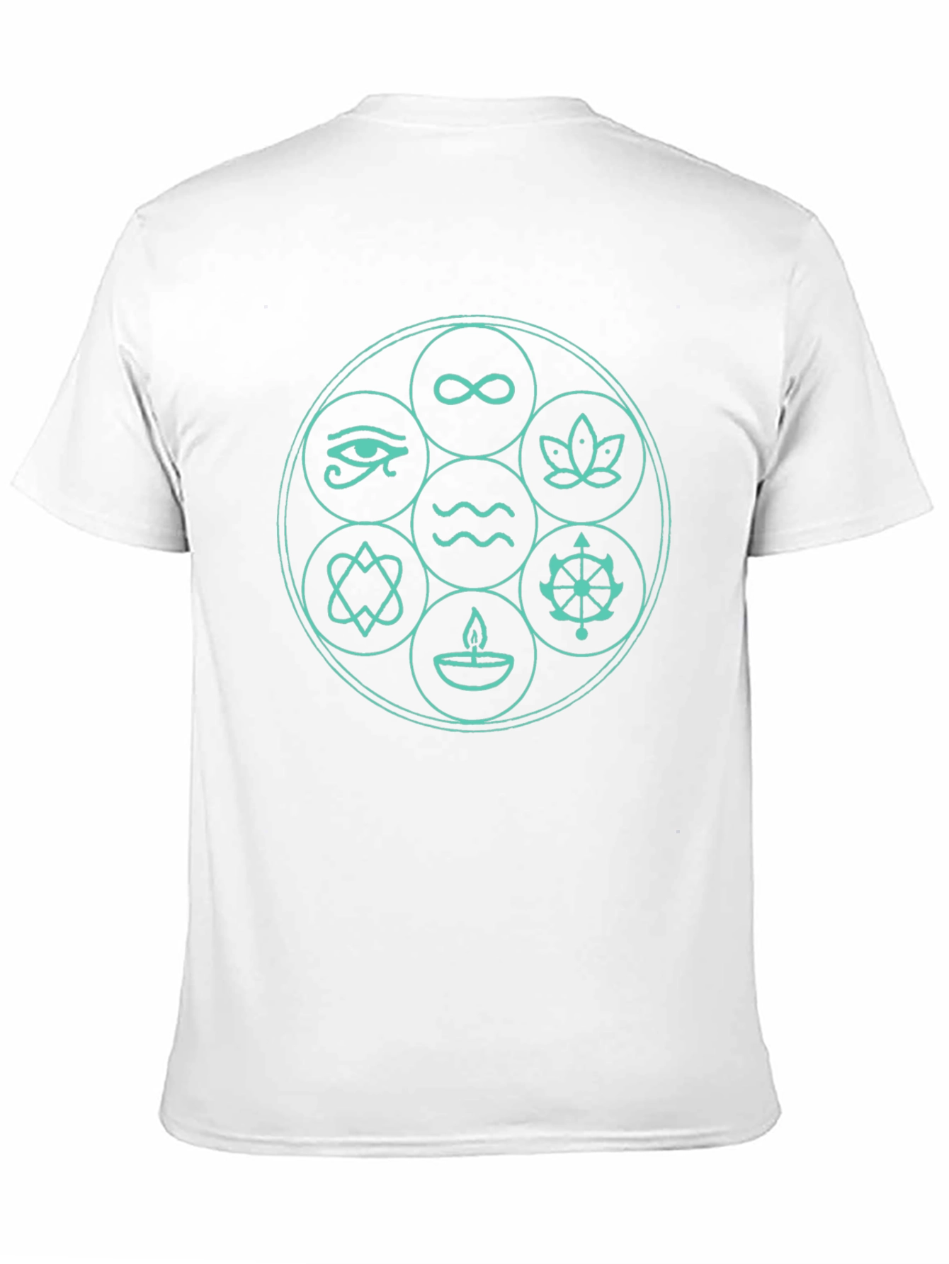 Camiseta Negra con Diseño de Símbolos Espirituales