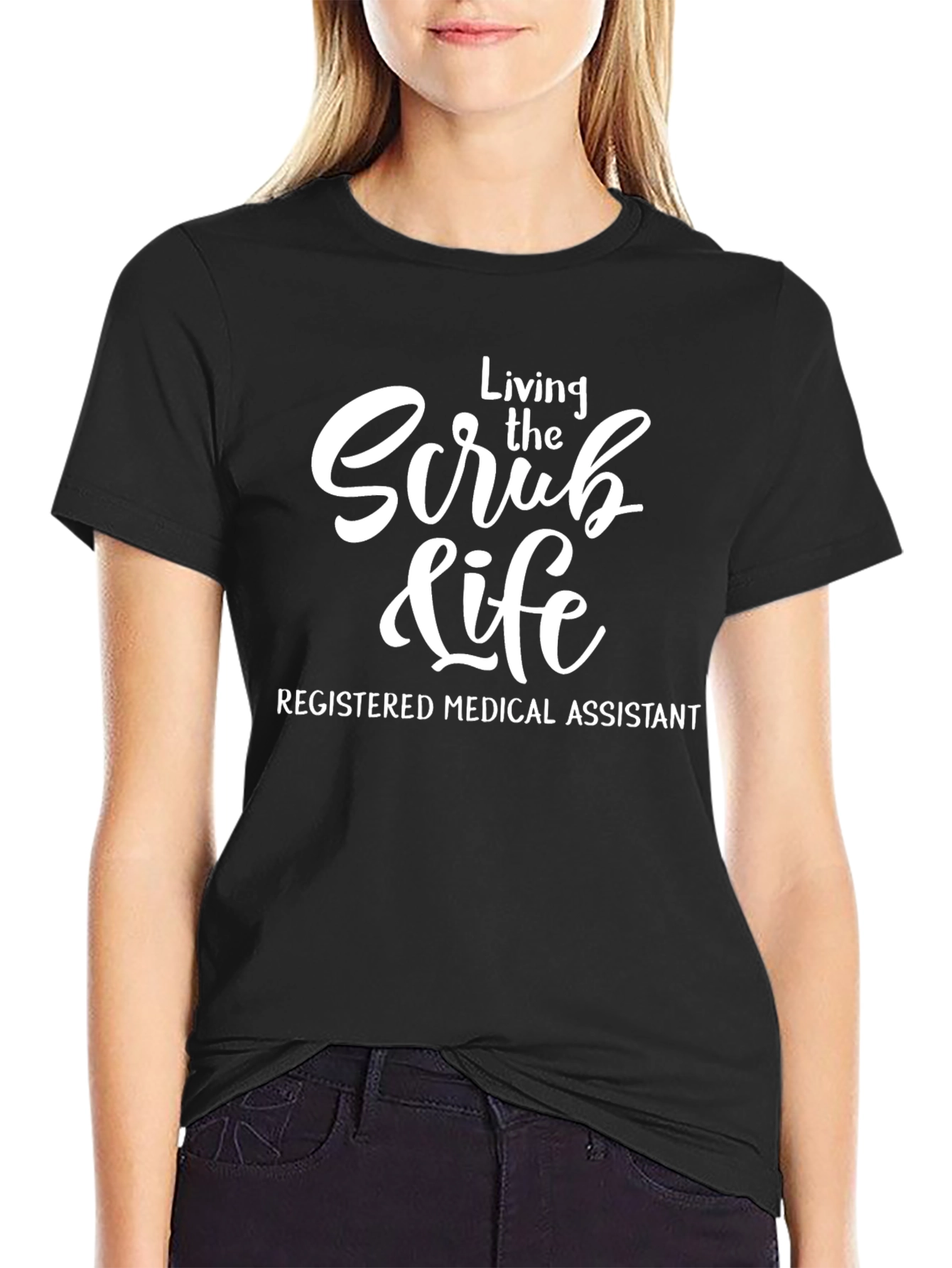 Camiseta Negra: Scrub Life Asistente Médico Registrado