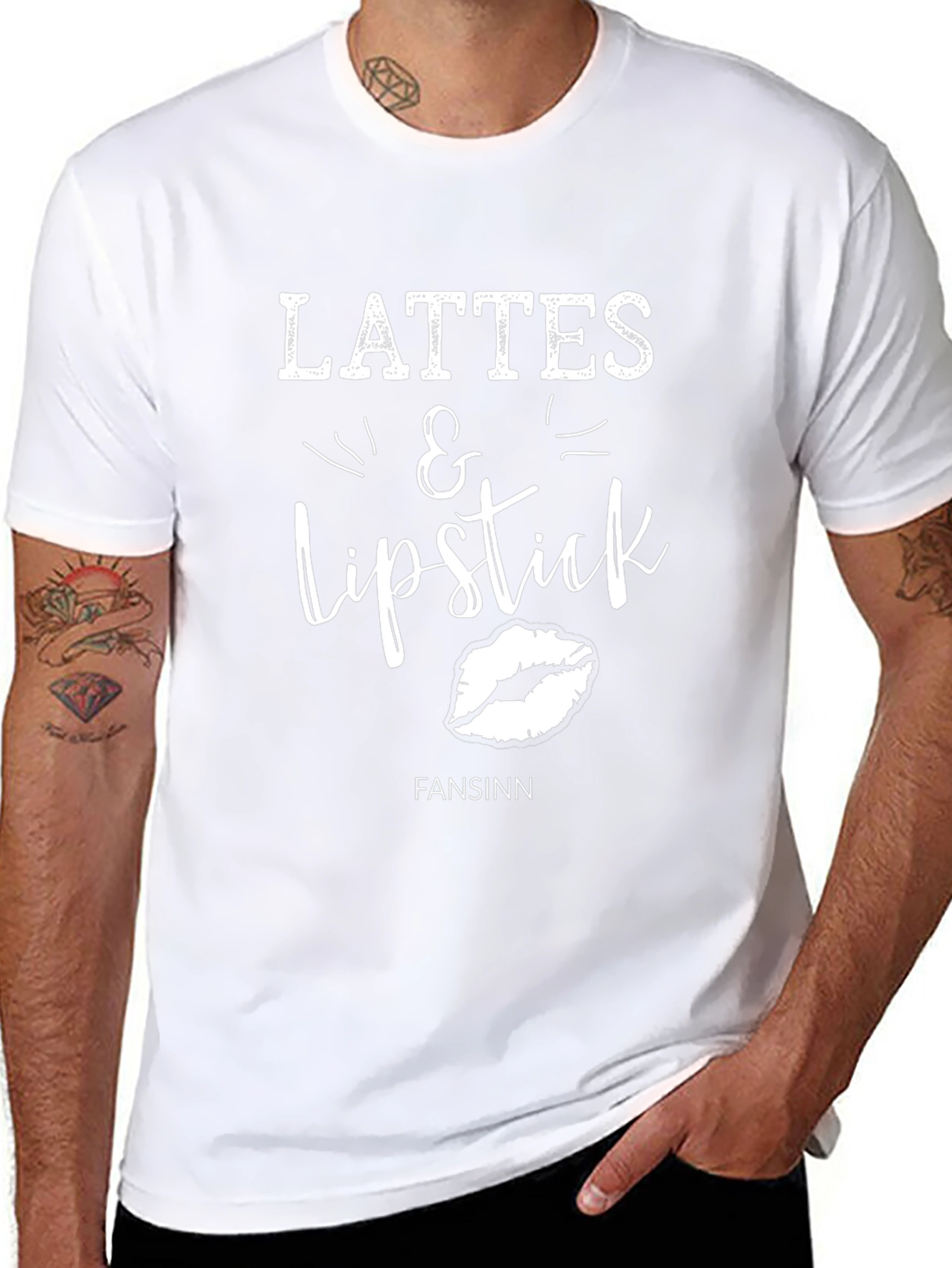 Camiseta Negra Lattes & Lipstick