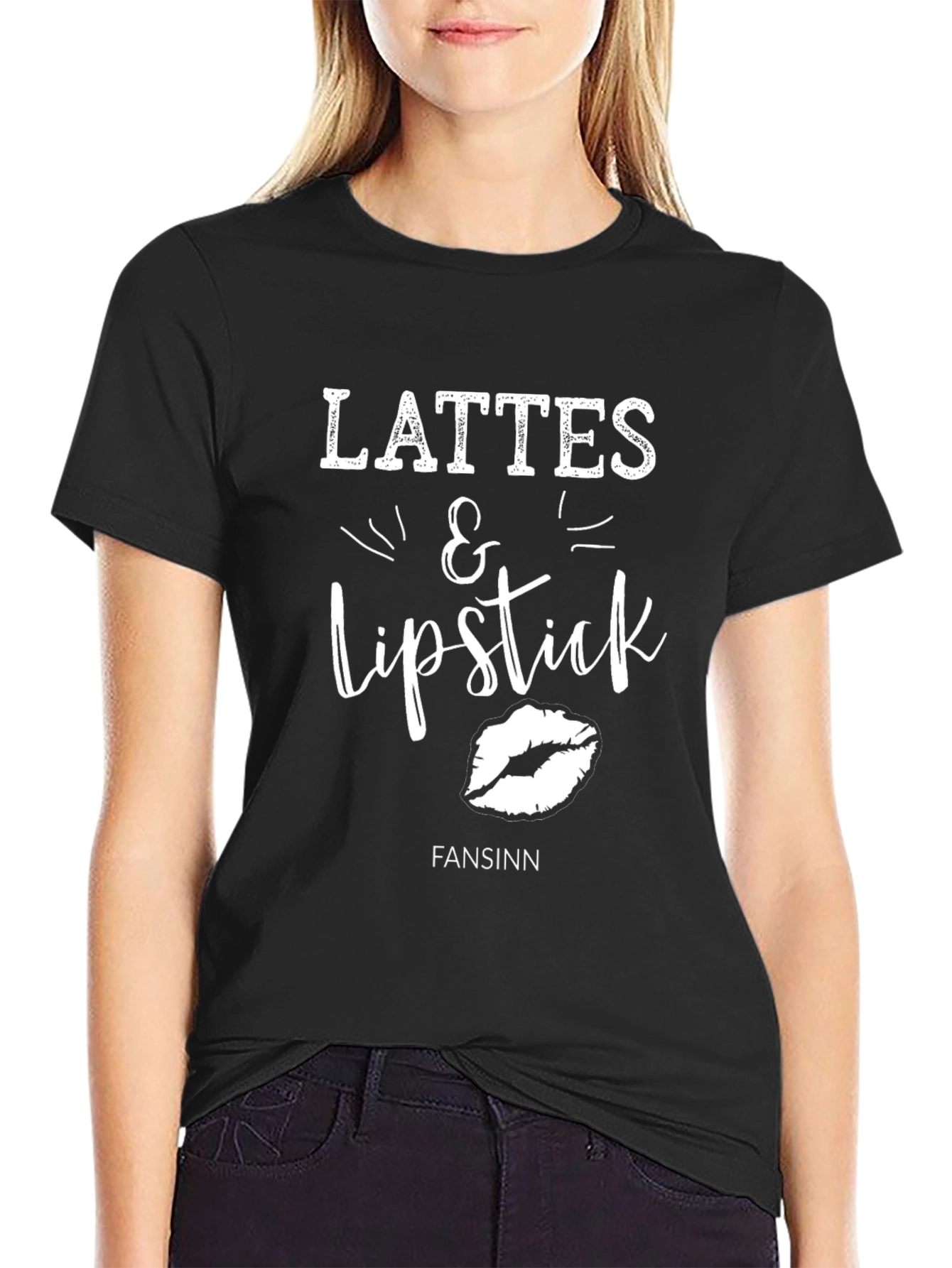 Camiseta Negra Lattes & Lipstick