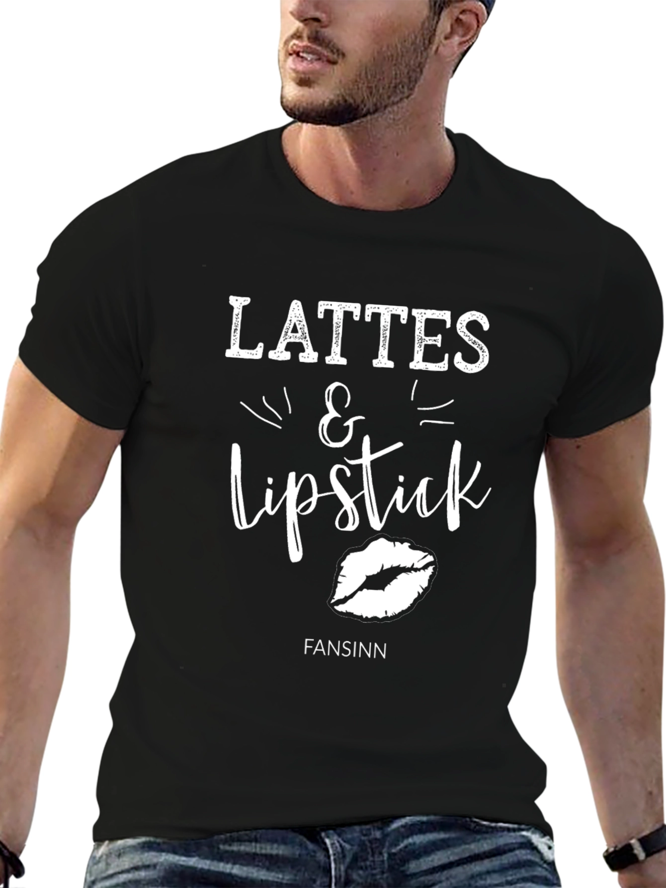Camiseta Negra Lattes & Lipstick