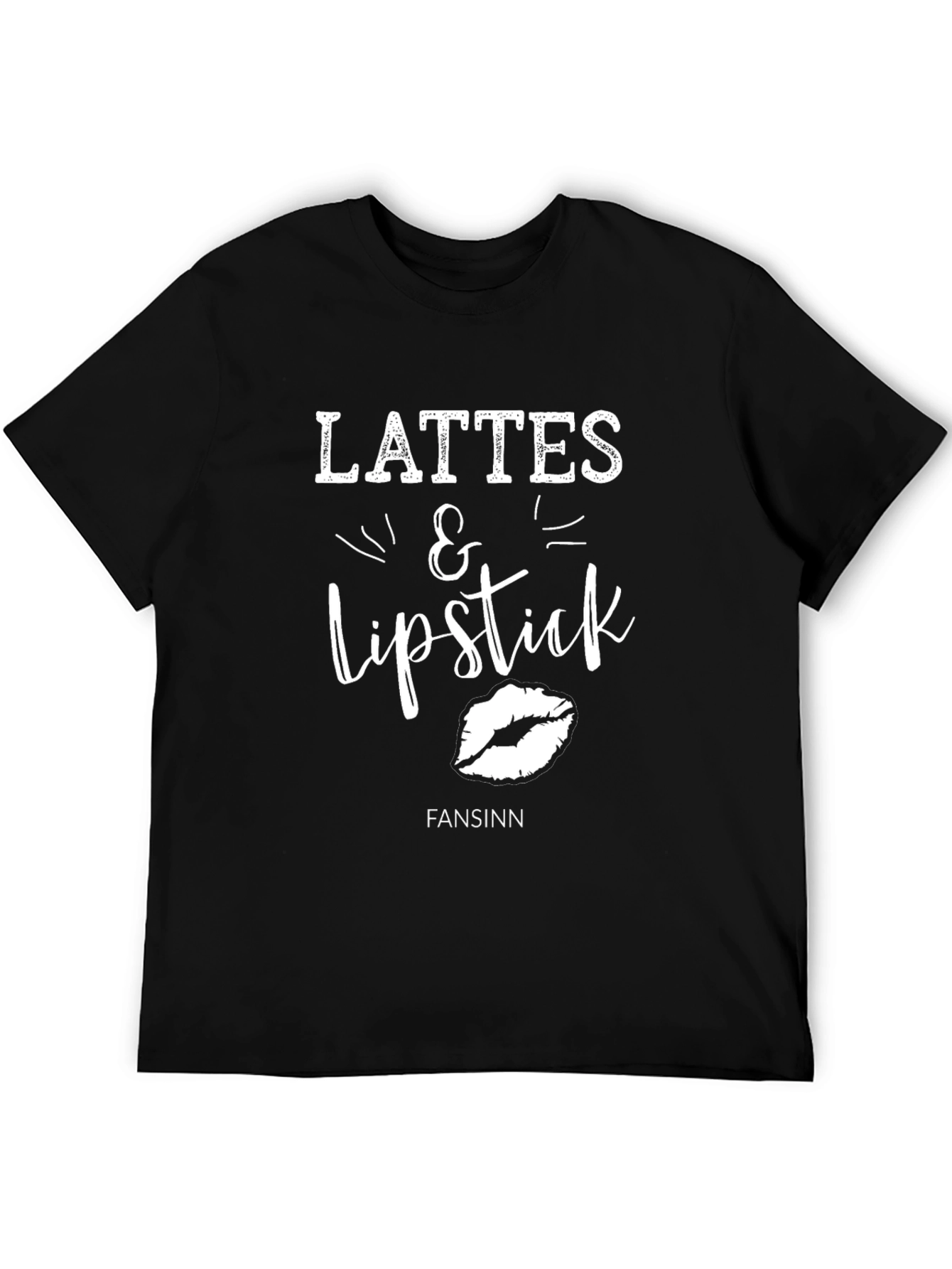 Camiseta Negra Lattes & Lipstick