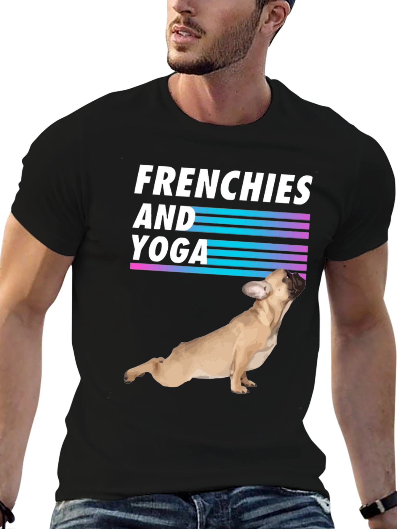 Camiseta Negra Frenchies and Yoga