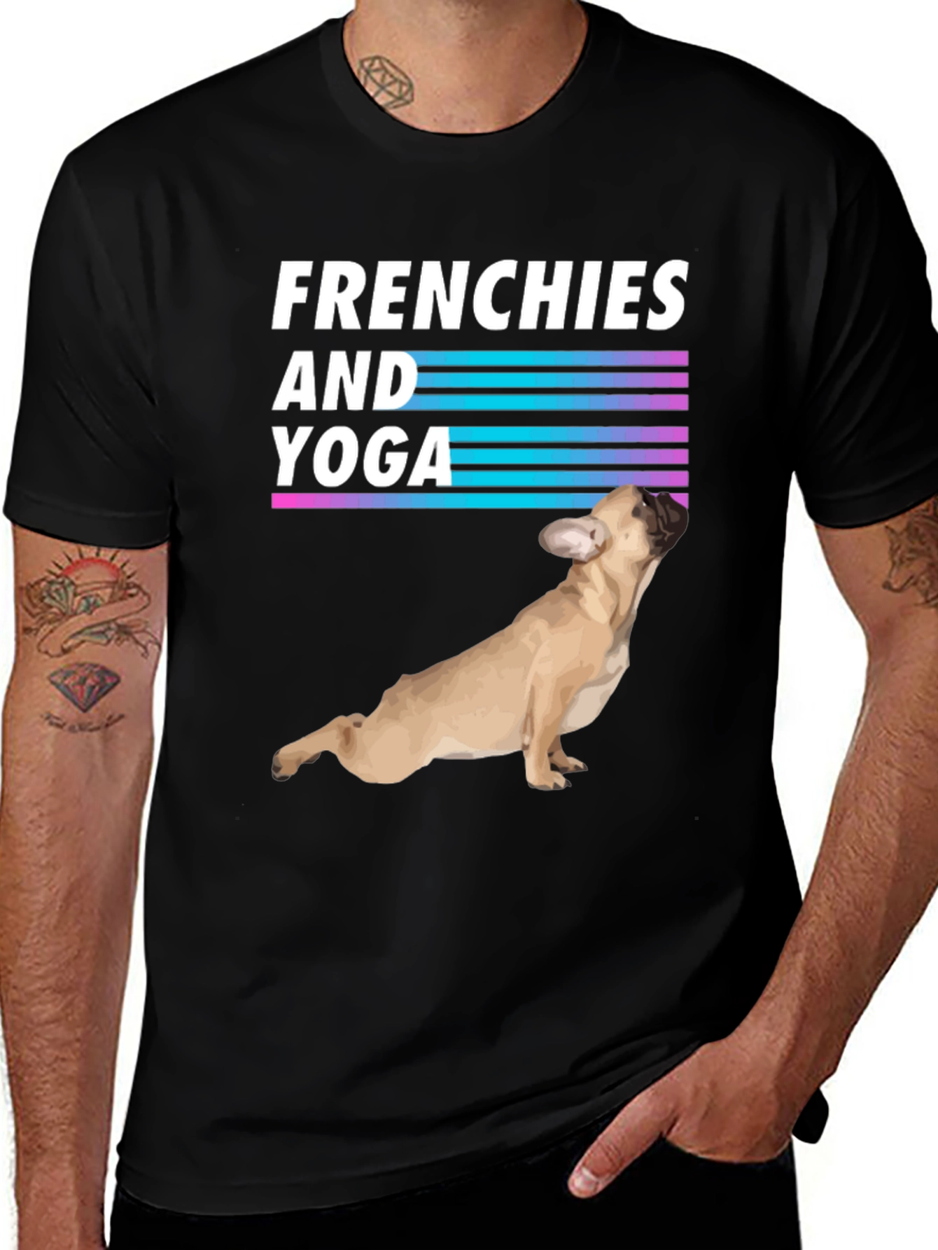Camiseta Negra Frenchies and Yoga