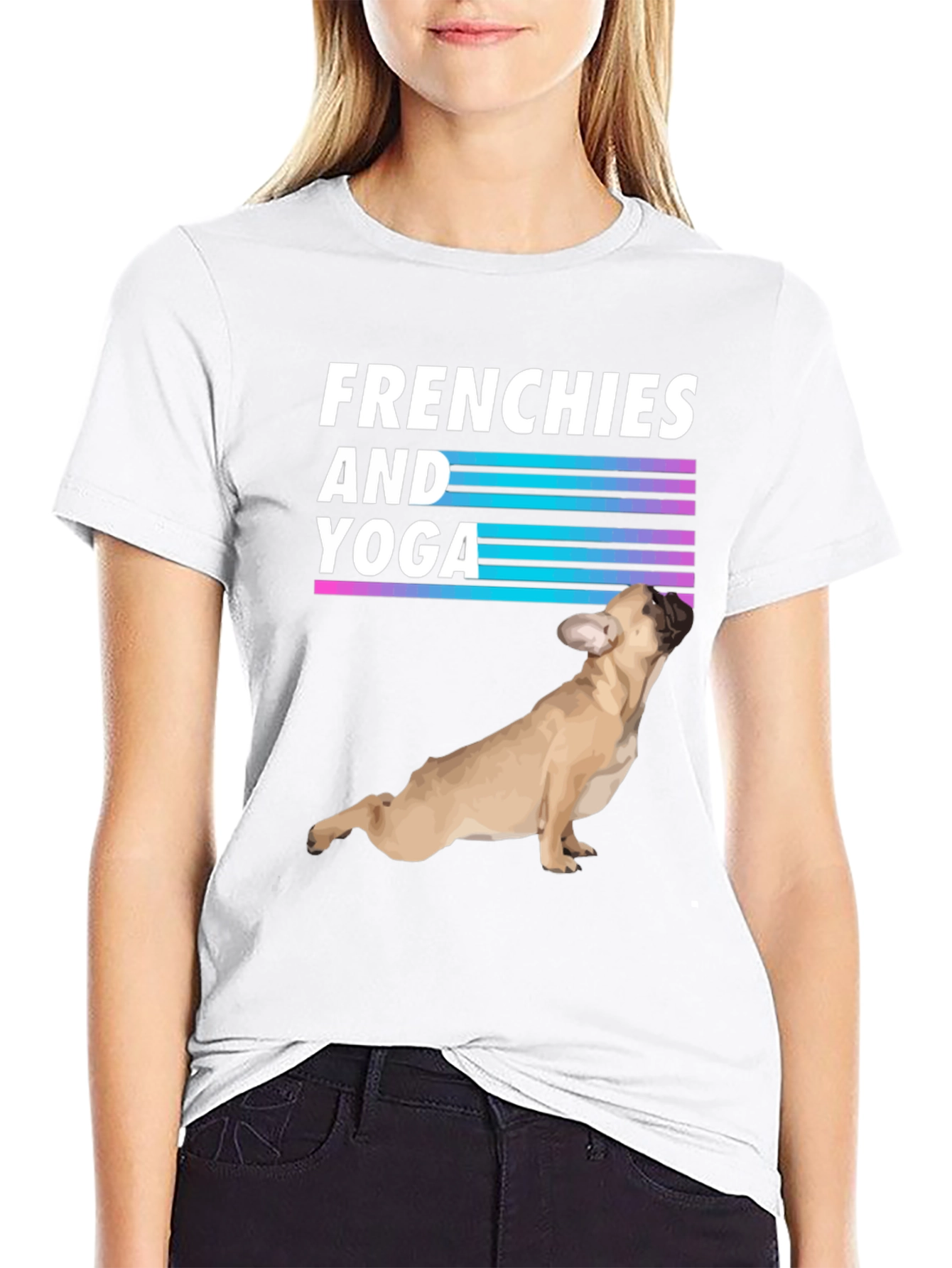 Camiseta Negra Frenchies and Yoga