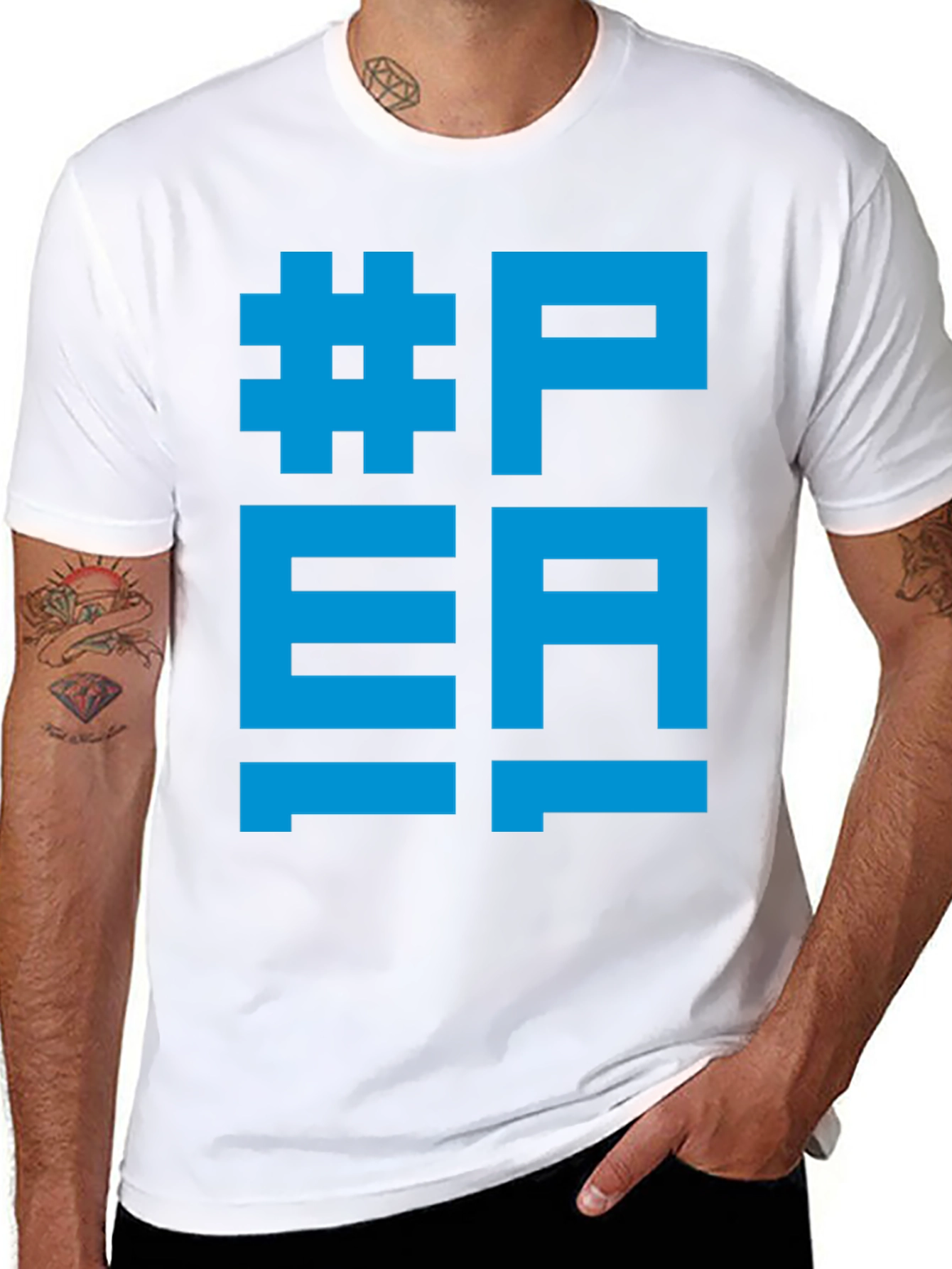 Camiseta Negra #PEA Diseño Gráfico Azul