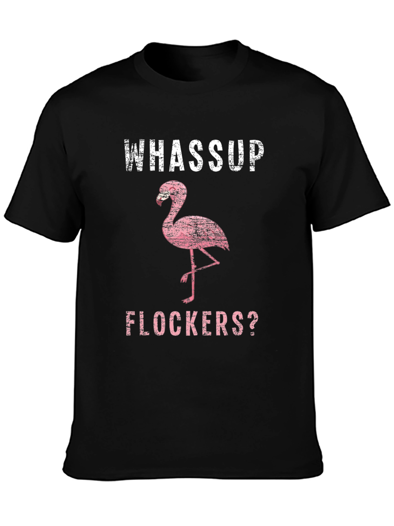 Camiseta Negra con Diseño de Flamenco y Texto Divertido