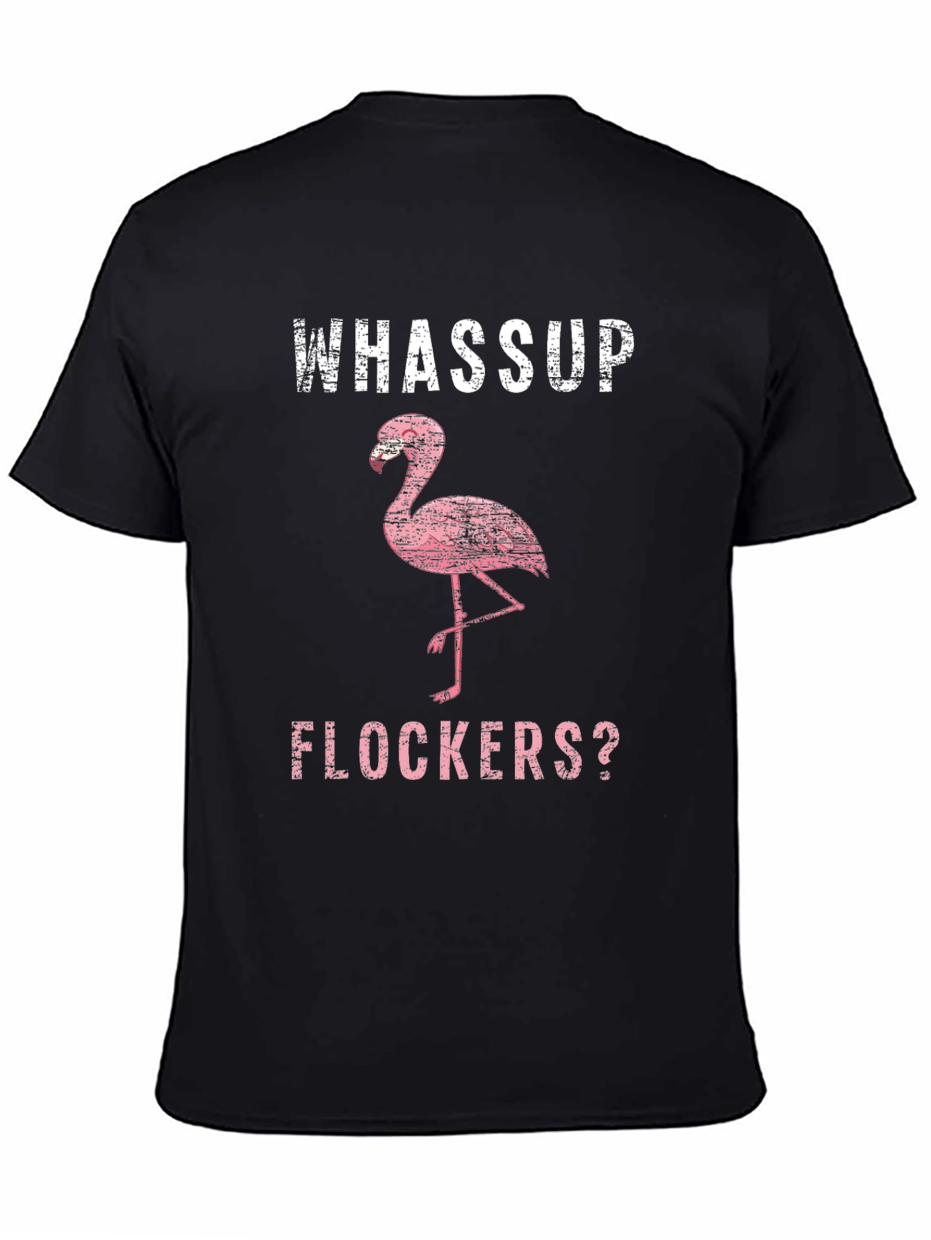 Camiseta Negra con Diseño de Flamenco y Texto Divertido