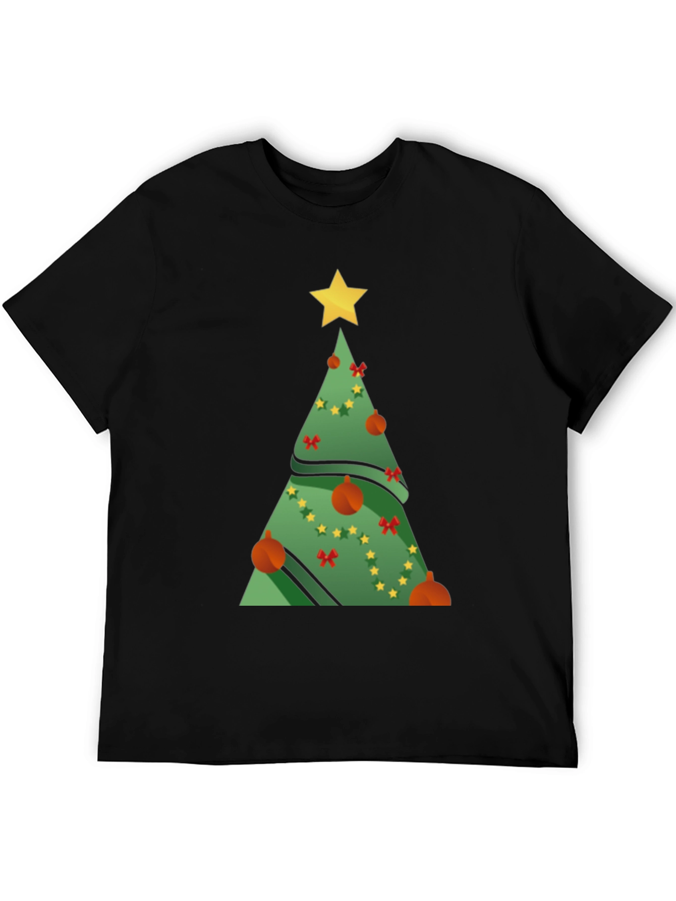 Camiseta Negra Árbol de Navidad Festivo