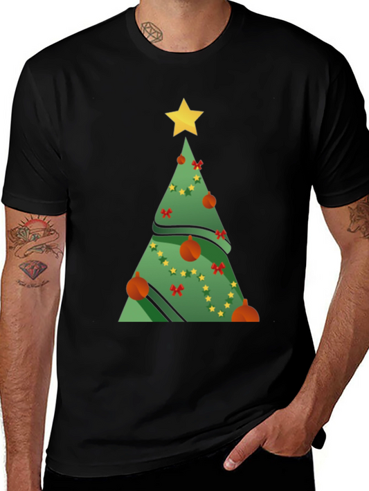 Camiseta Negra Árbol de Navidad Festivo