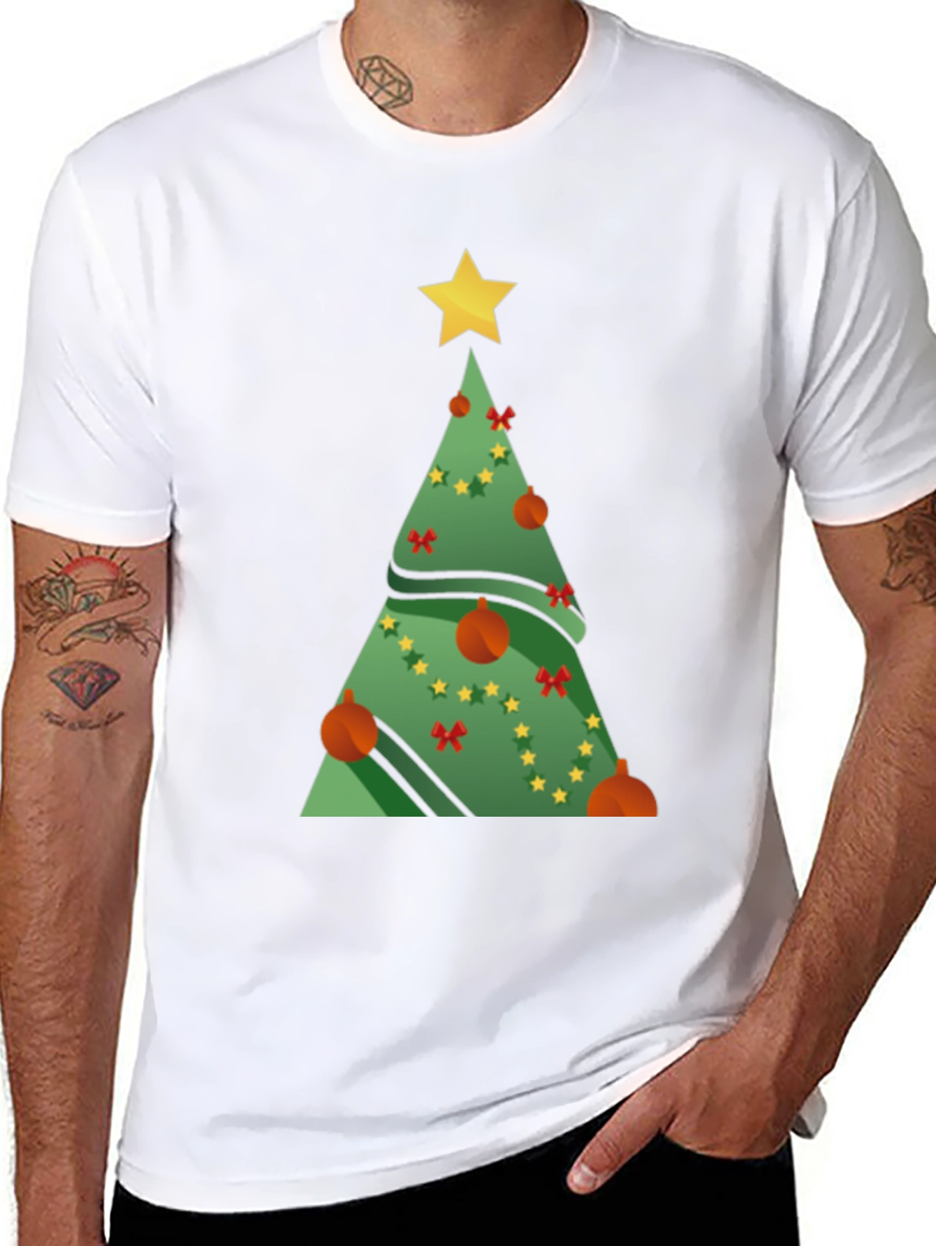 Camiseta Negra Árbol de Navidad Festivo
