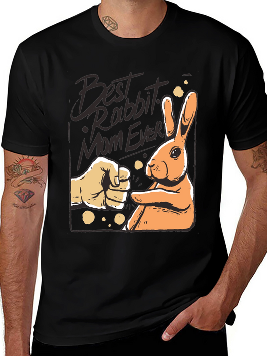 Camiseta Negra con Diseño de Conejo Mejor Mamá Conejo