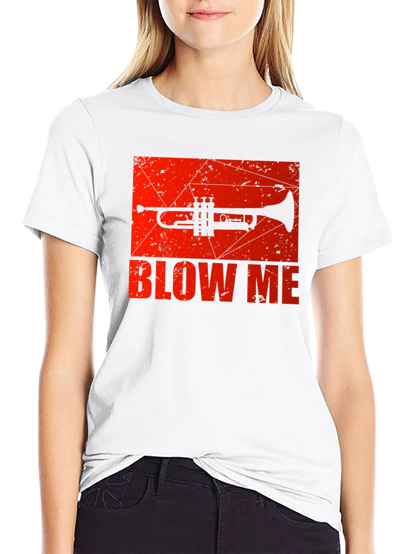 Camiseta Negra con Diseño de Trompeta Blow Me