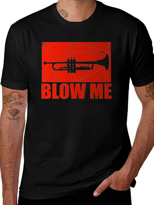Camiseta Negra con Diseño de Trompeta Blow Me
