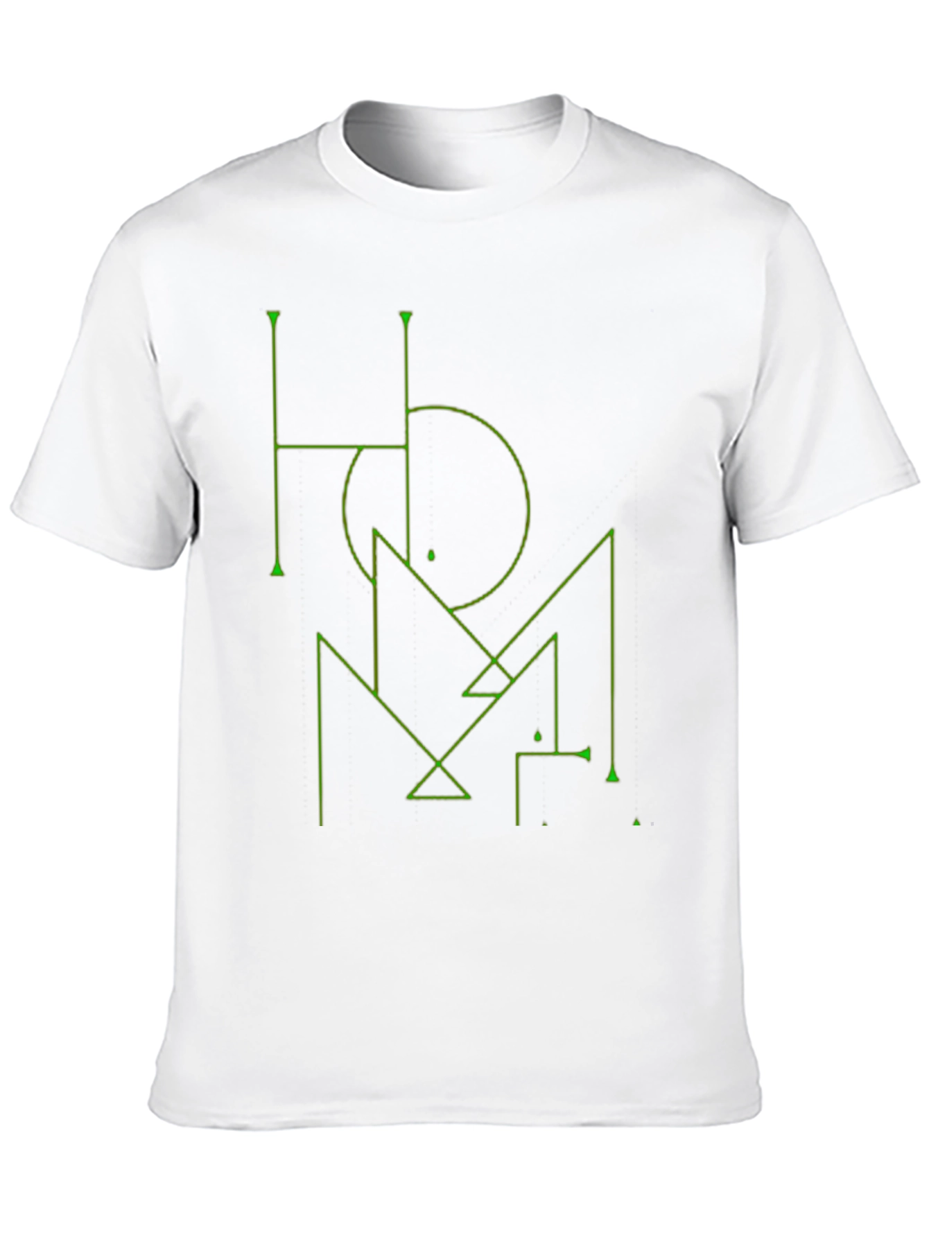 Camiseta Negra Diseño Geométrico Verde Estilo Abstracto