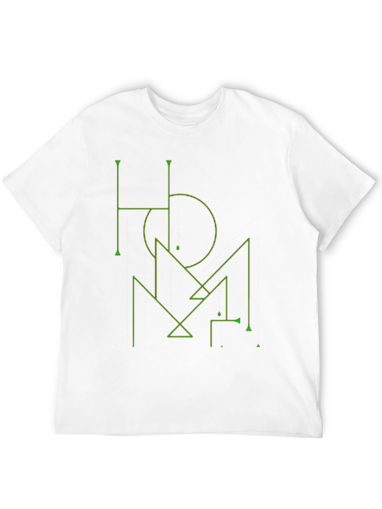 Camiseta Negra Diseño Geométrico Verde Estilo Abstracto
