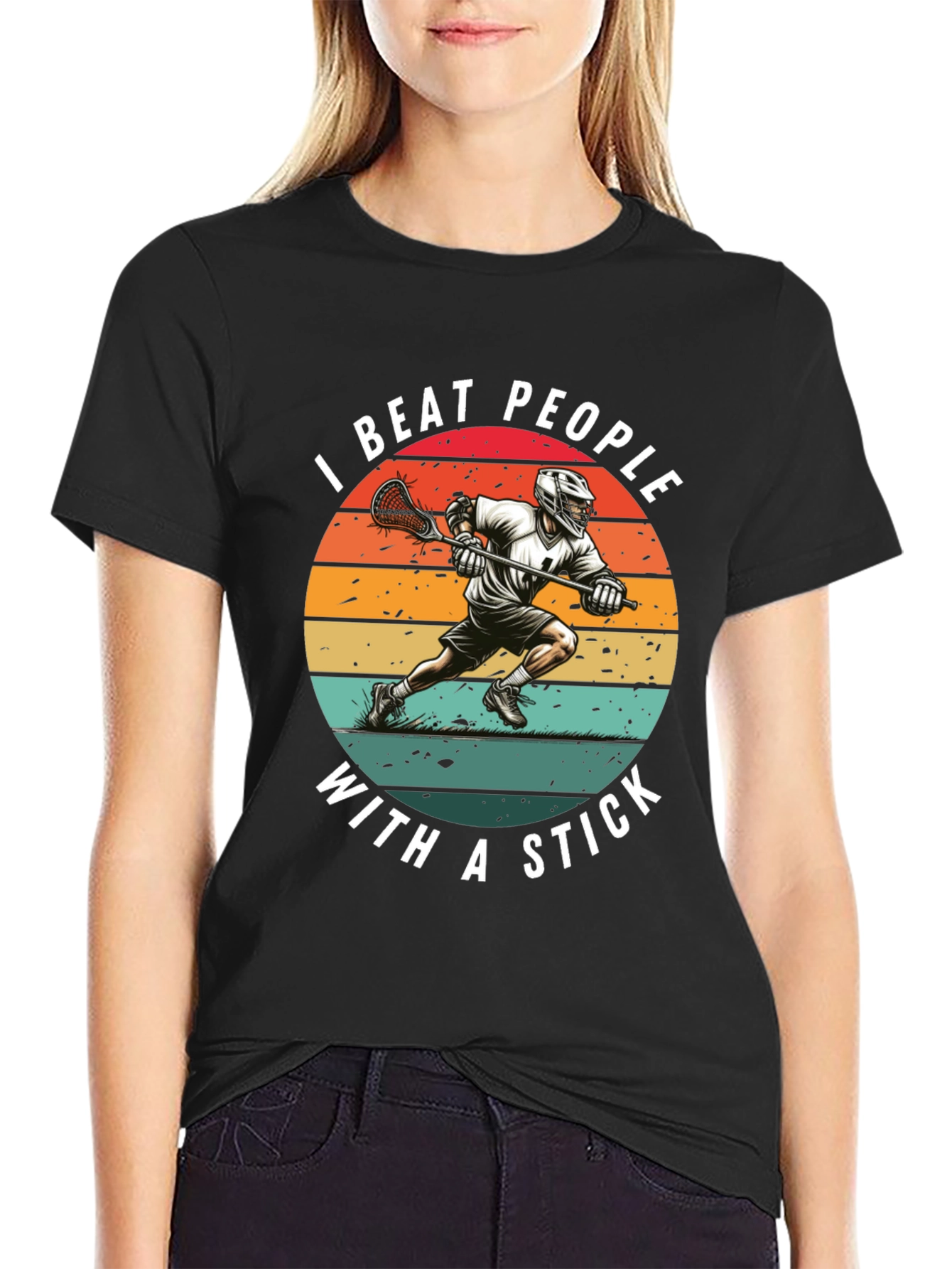 Camiseta Lacrosse: Golpeo a la Gente con un Palo