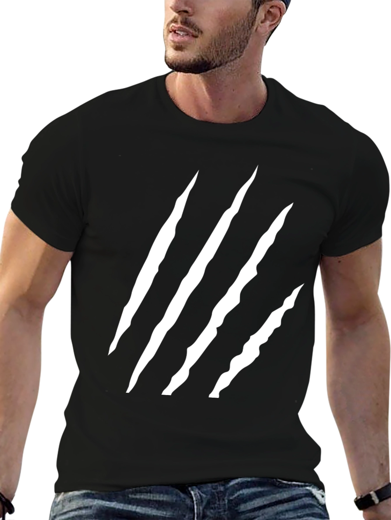 Camiseta Negra con Diseño de Garra Blanca