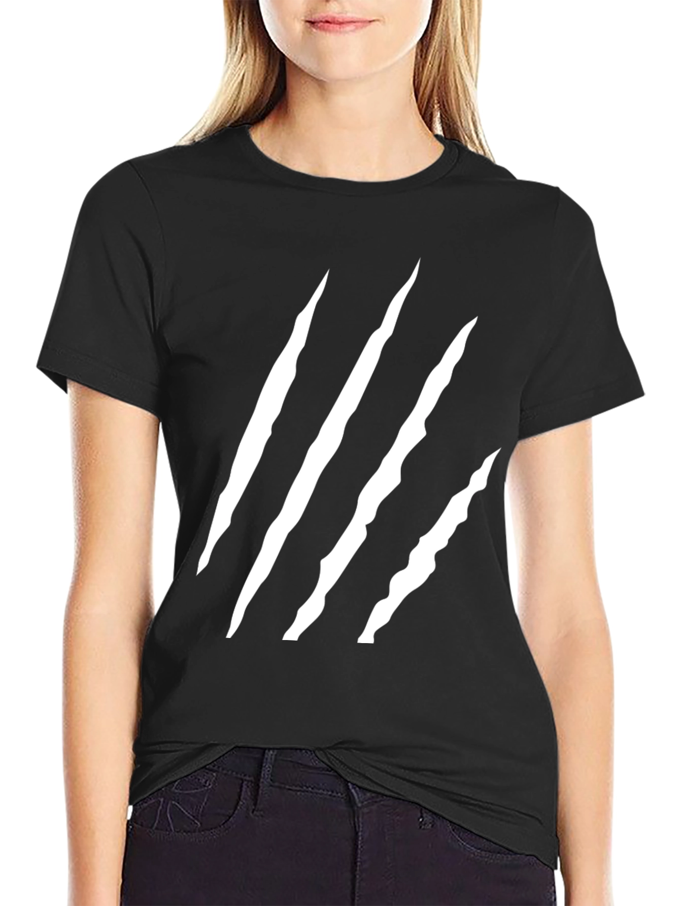 Camiseta Negra con Diseño de Garra Blanca