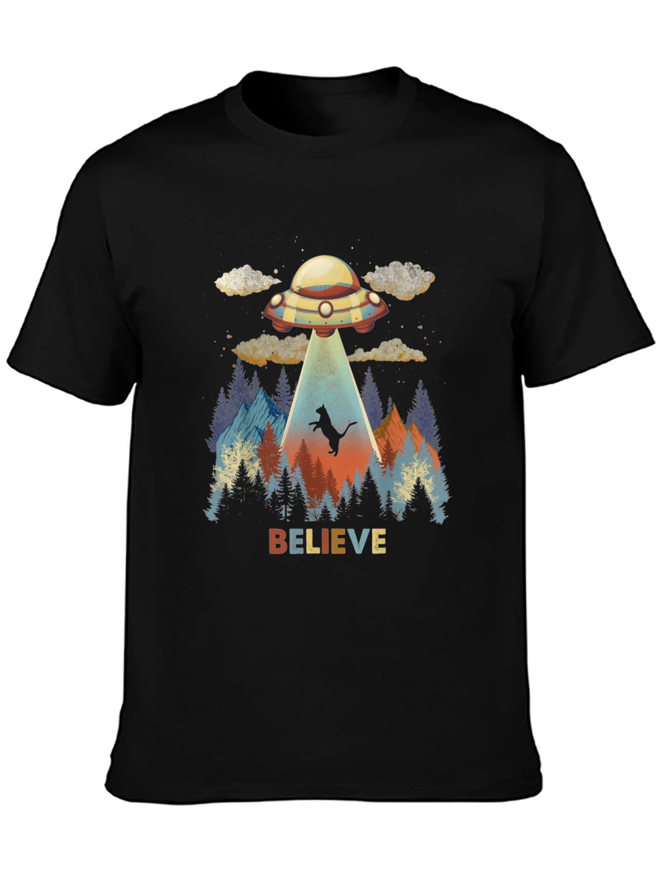Camiseta OVNI abducción gato - Cree