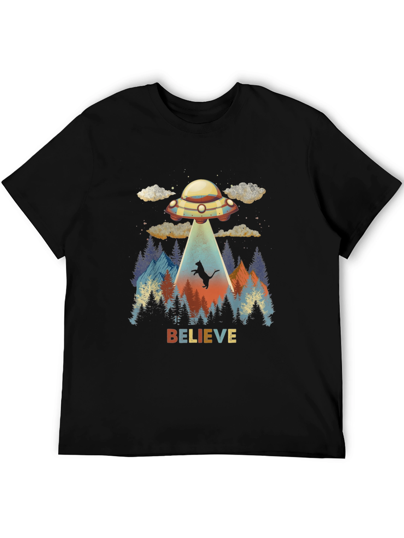 Camiseta OVNI abducción gato - Cree
