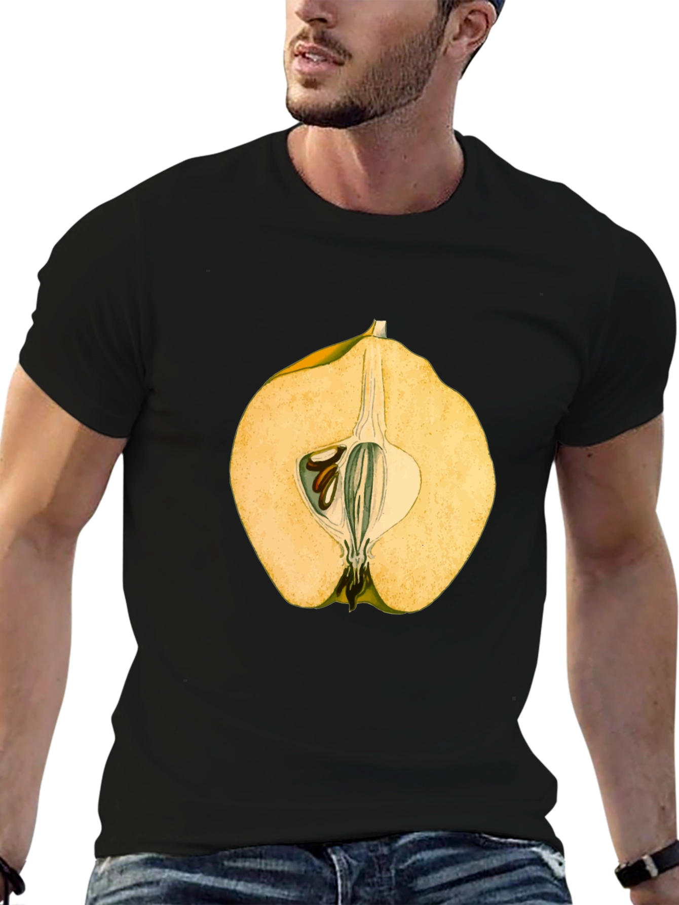 Camiseta Negra con Diseño de Fruta Exótica