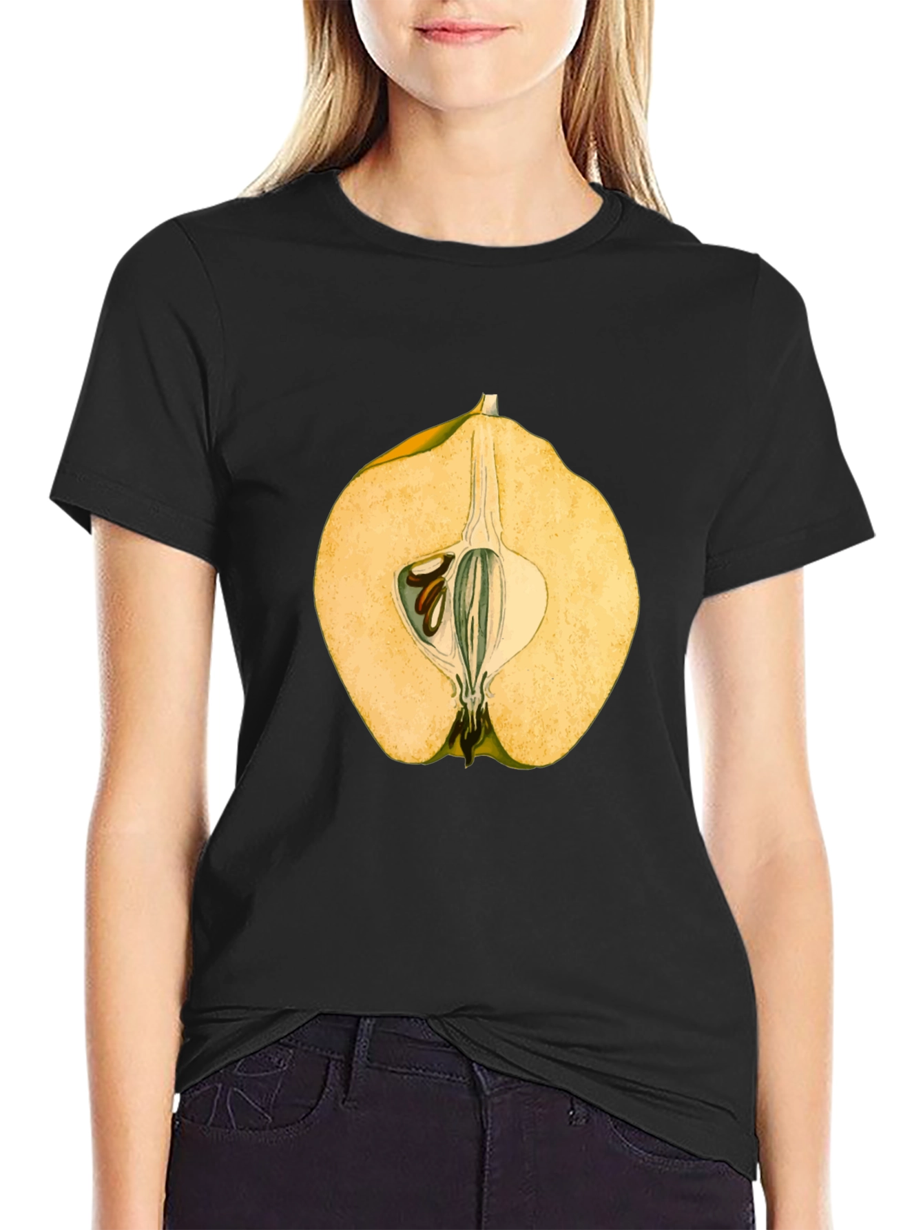 Camiseta Negra con Diseño de Fruta Exótica
