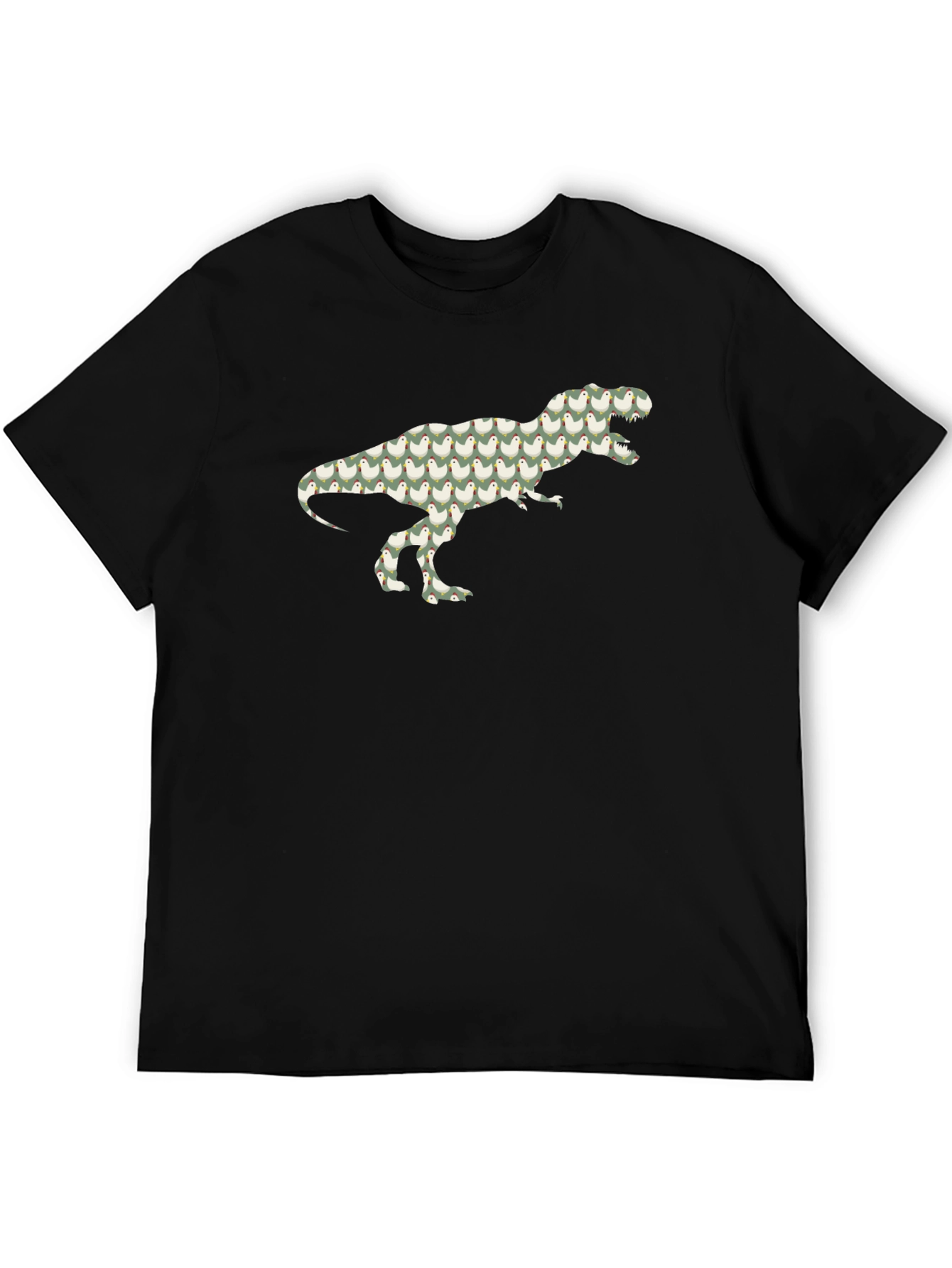 Camiseta Negra con Diseño de T-Rex de Pollitos
