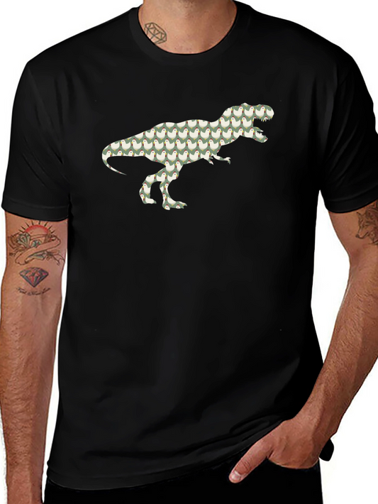 Camiseta Negra con Diseño de T-Rex de Pollitos