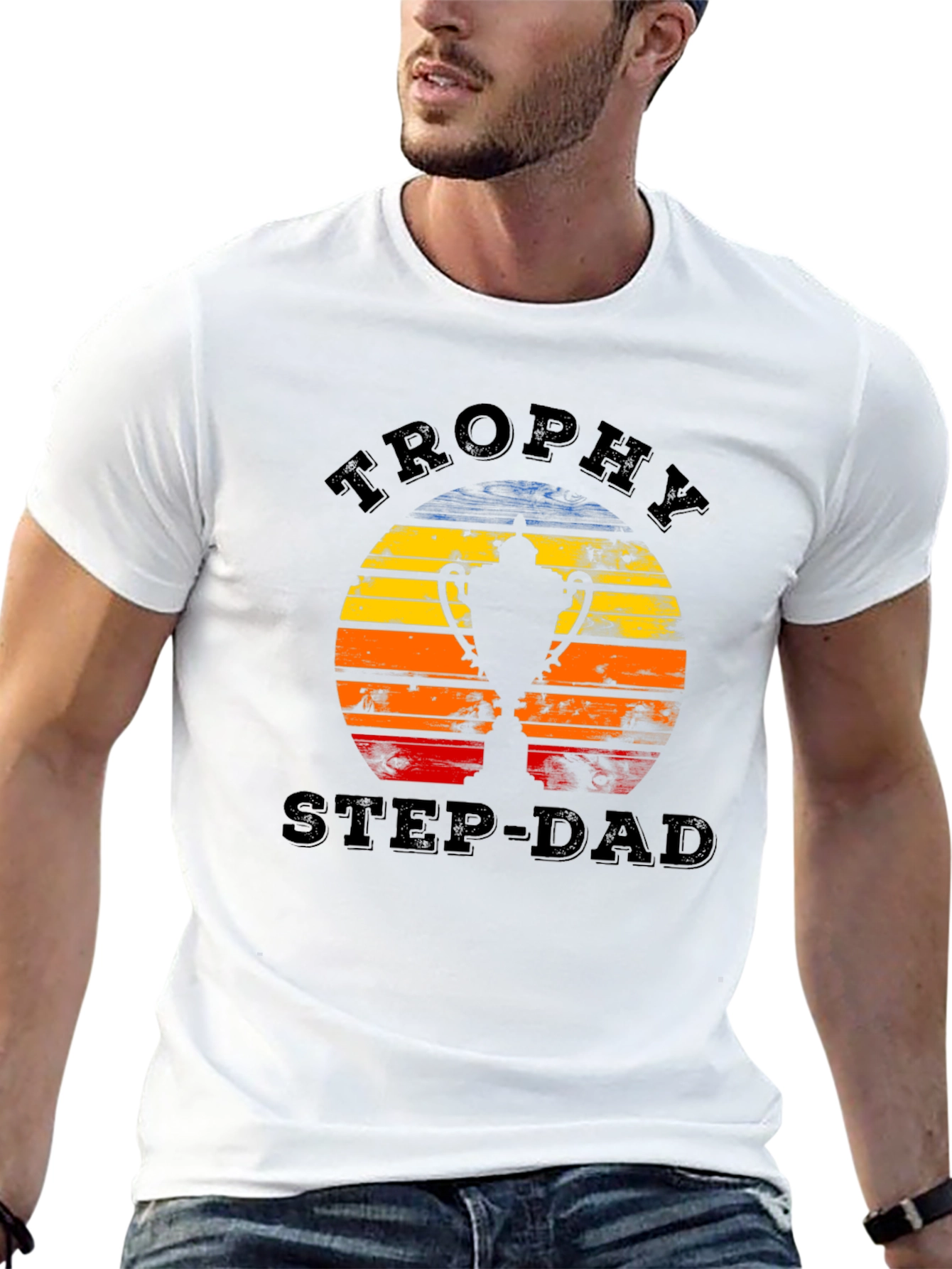 Camiseta Hombre Trophy Step-Dad Diseño Retro
