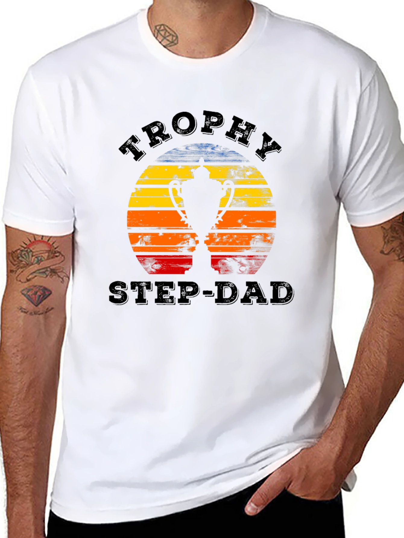 Camiseta Hombre Trophy Step-Dad Diseño Retro