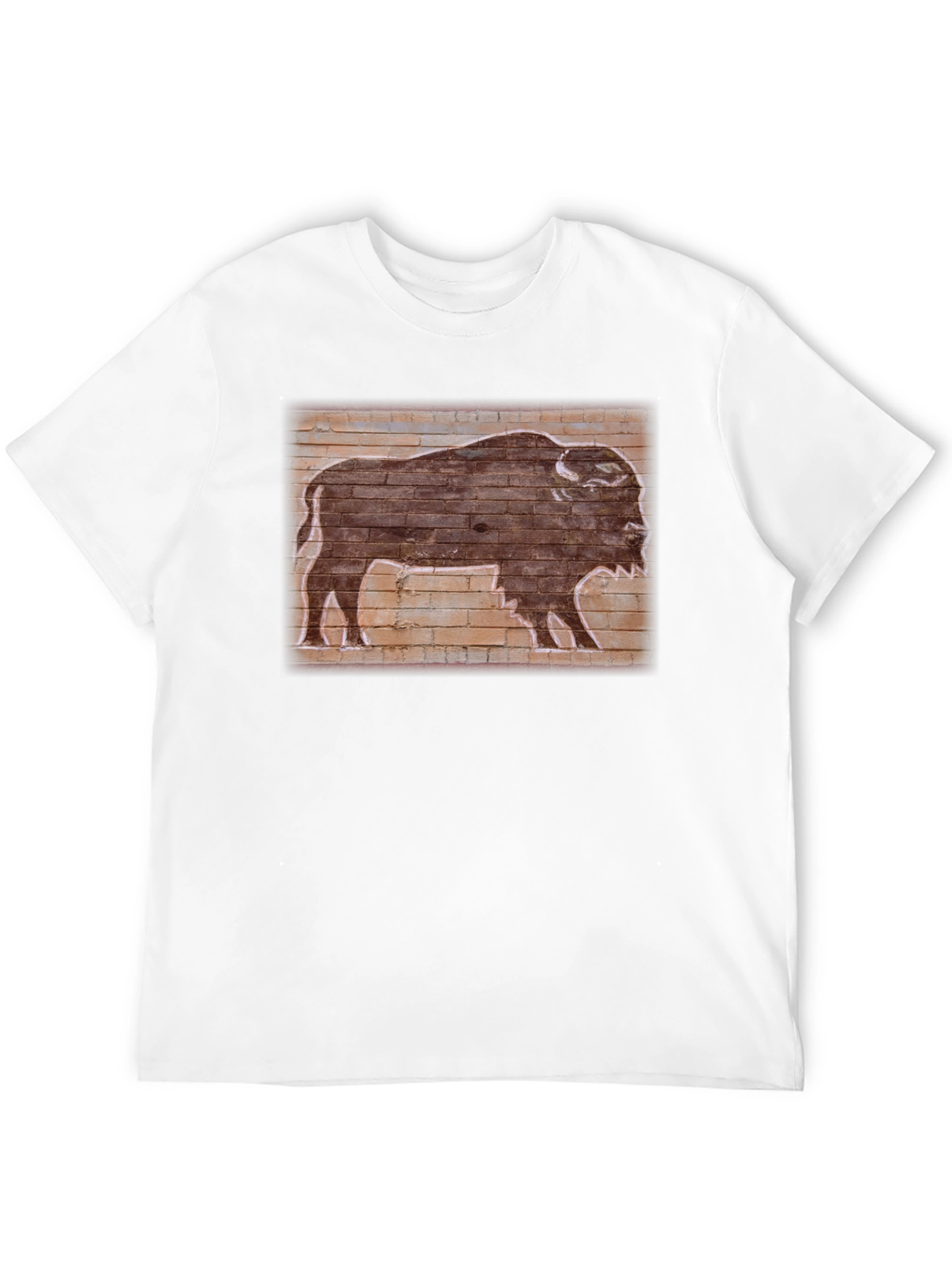 Camiseta Negra con Diseño de Búfalo Retro