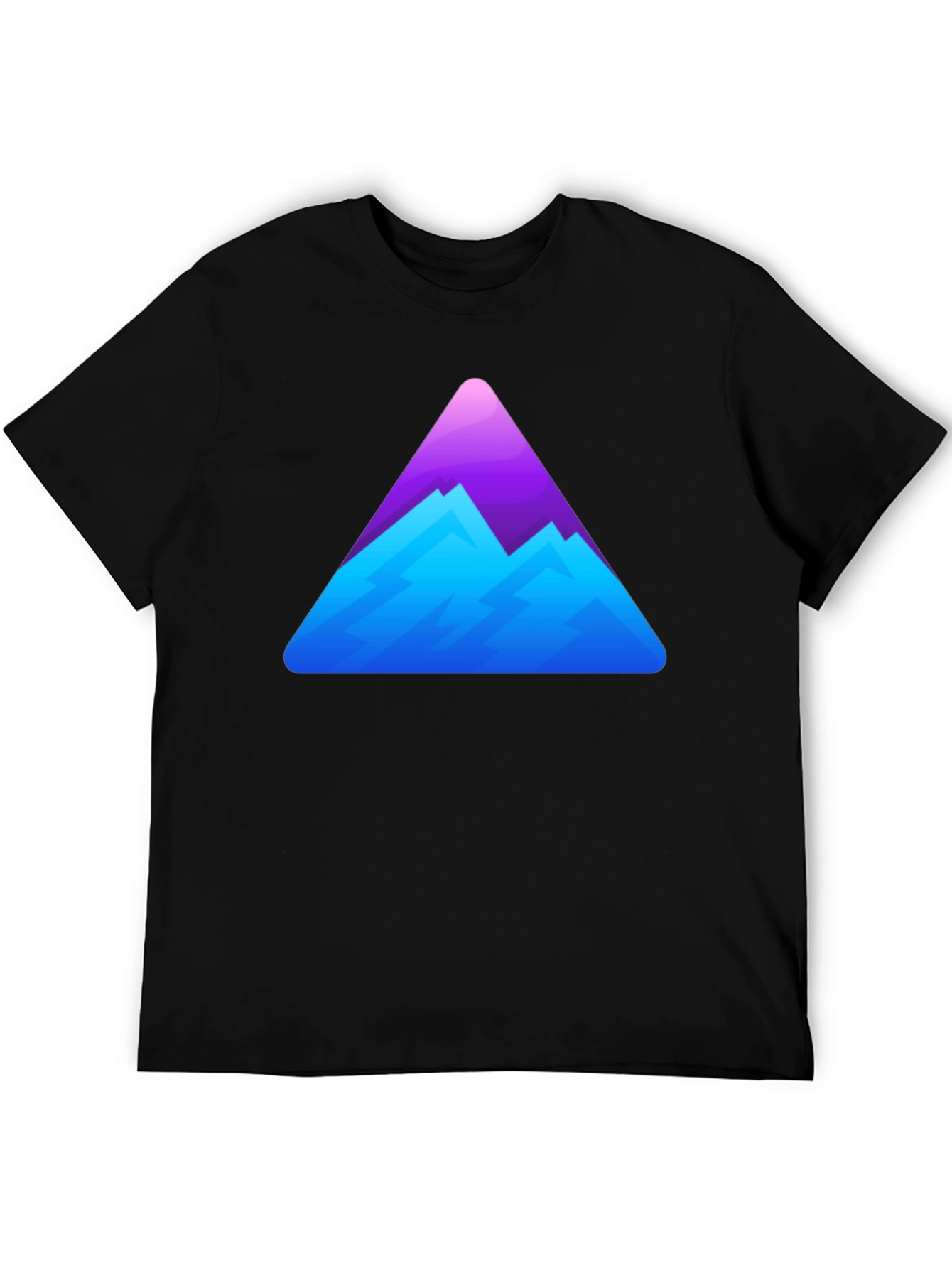 Camiseta Negra con Diseño de Montaña Abstracta