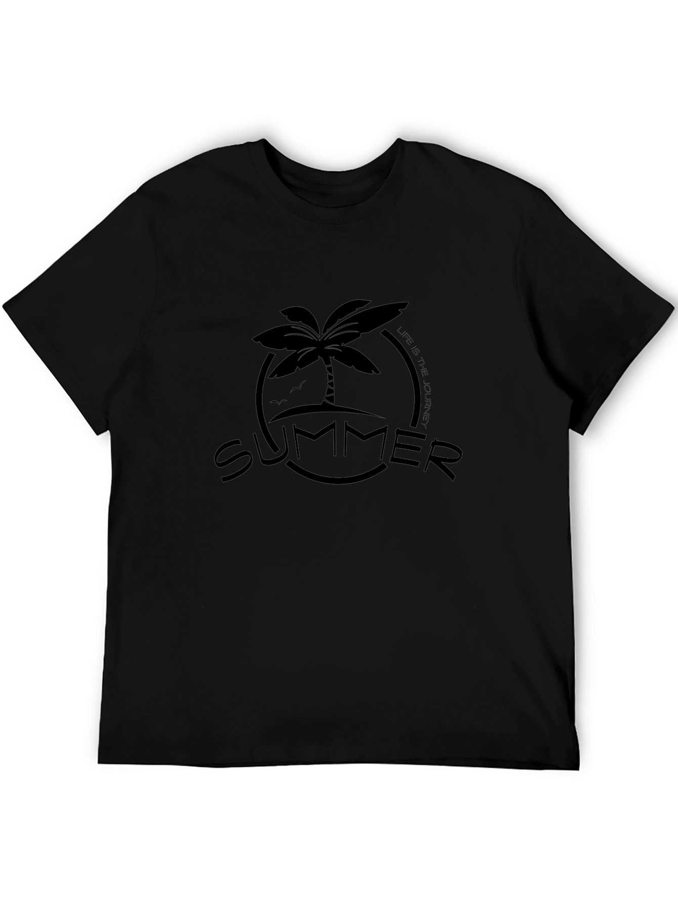 Camiseta Negra Estampada de Verano para Hombre
