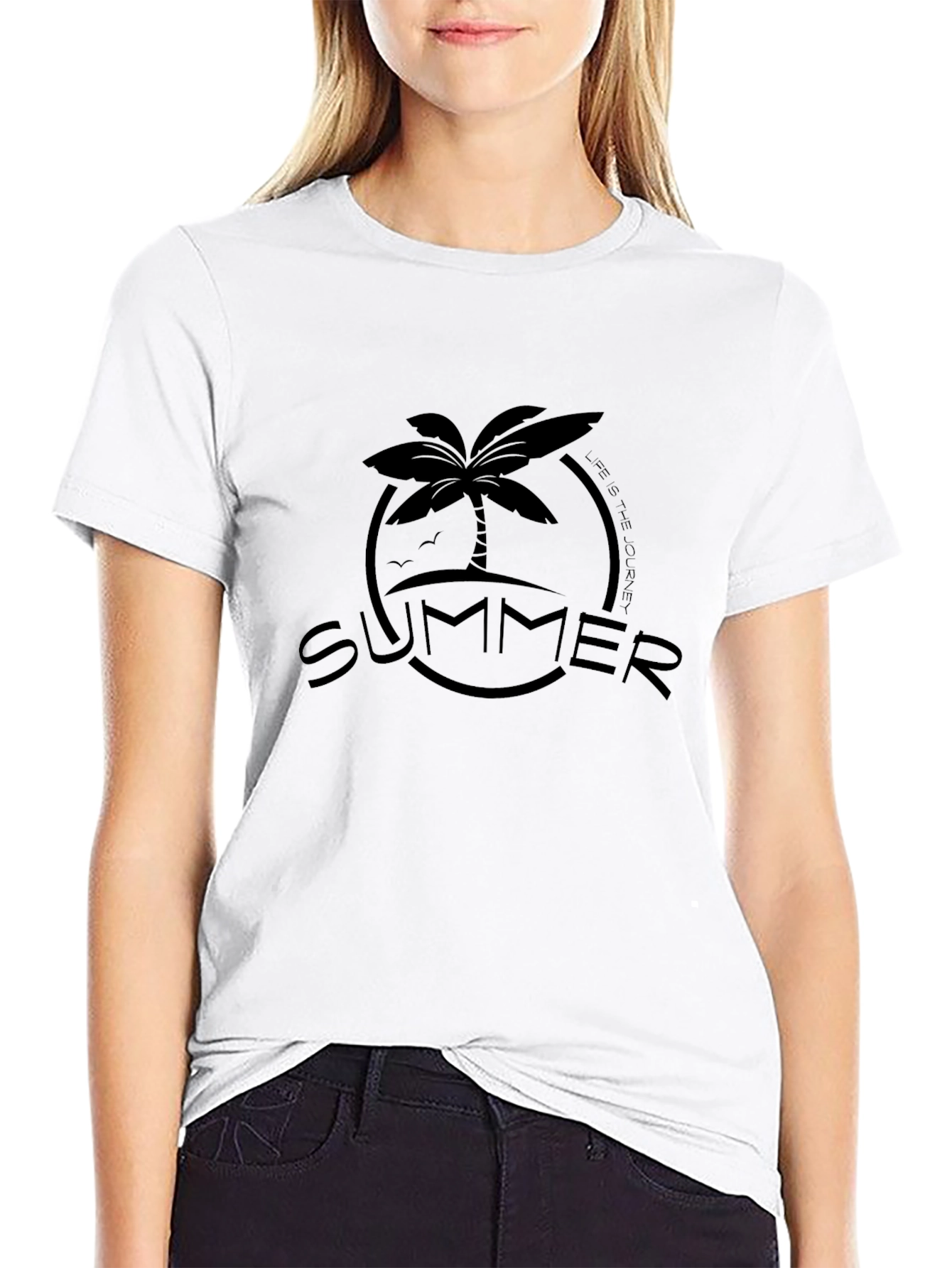 Camiseta Negra Estampada de Verano para Hombre