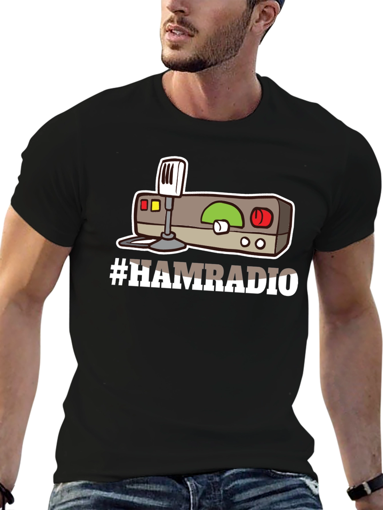 Camiseta Negra #HAMRADIO Radioaficionado