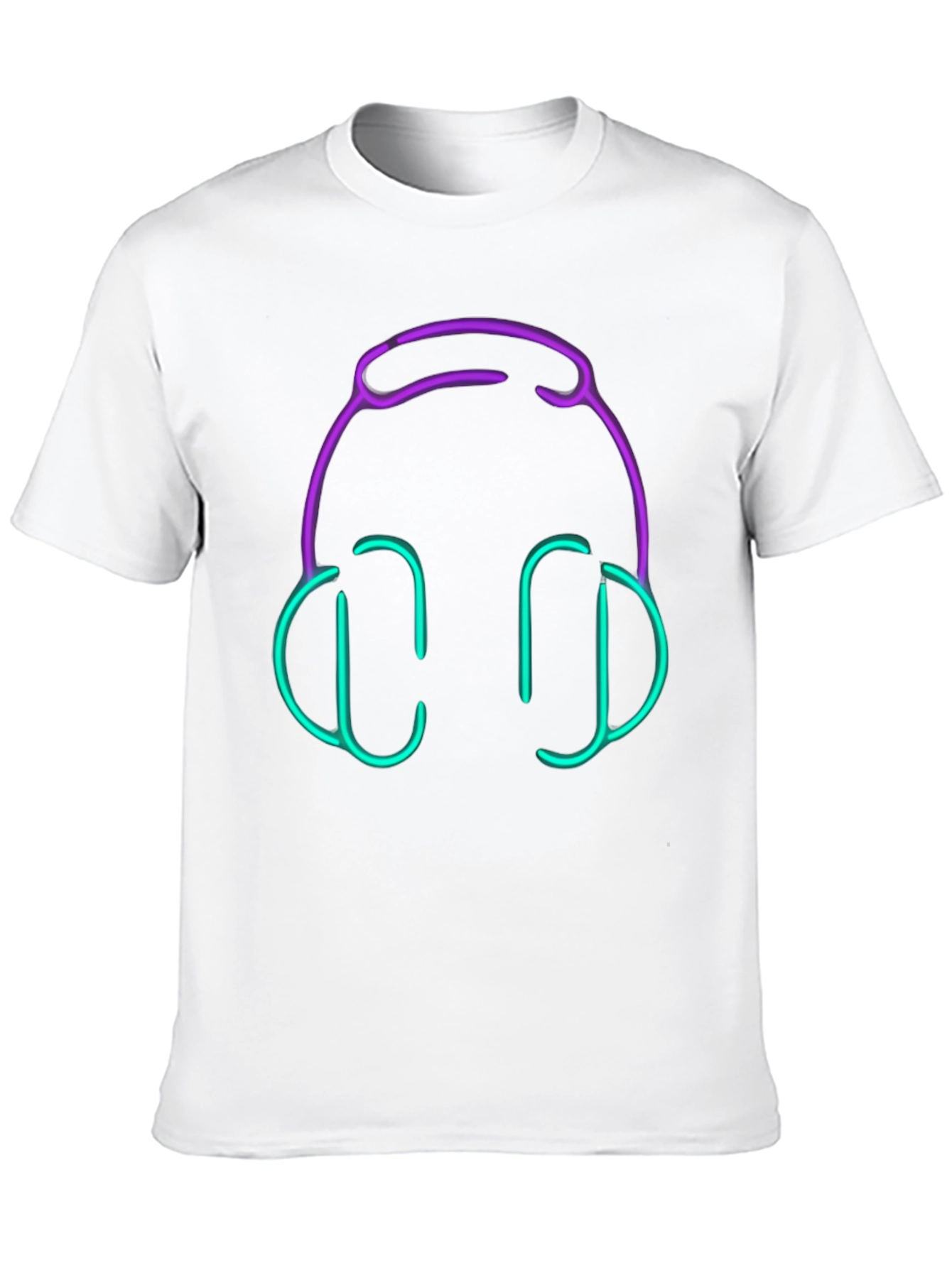 Camiseta Negra con Diseño de Auriculares Neón