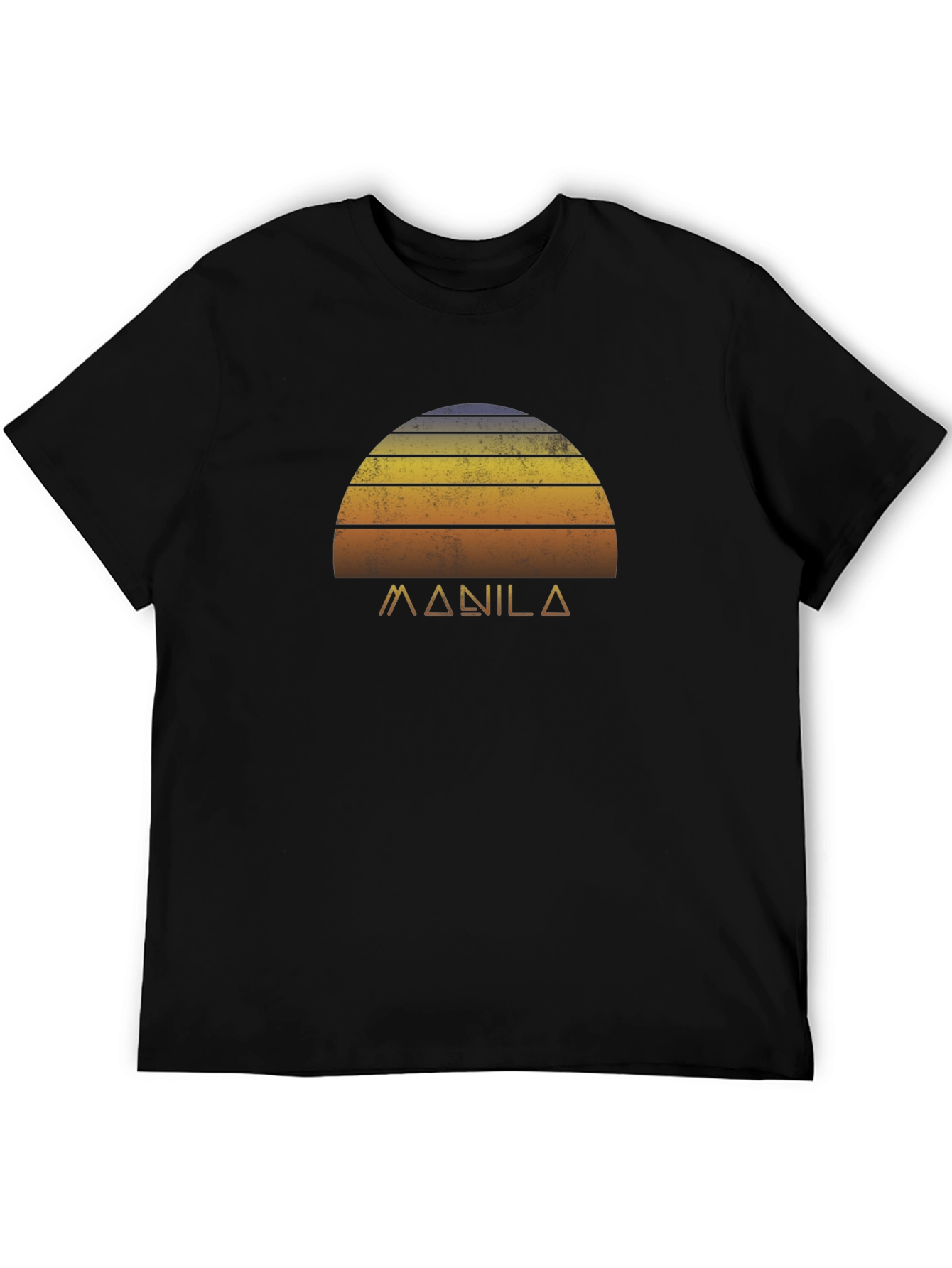Camiseta Negra Retro Manila Sunset