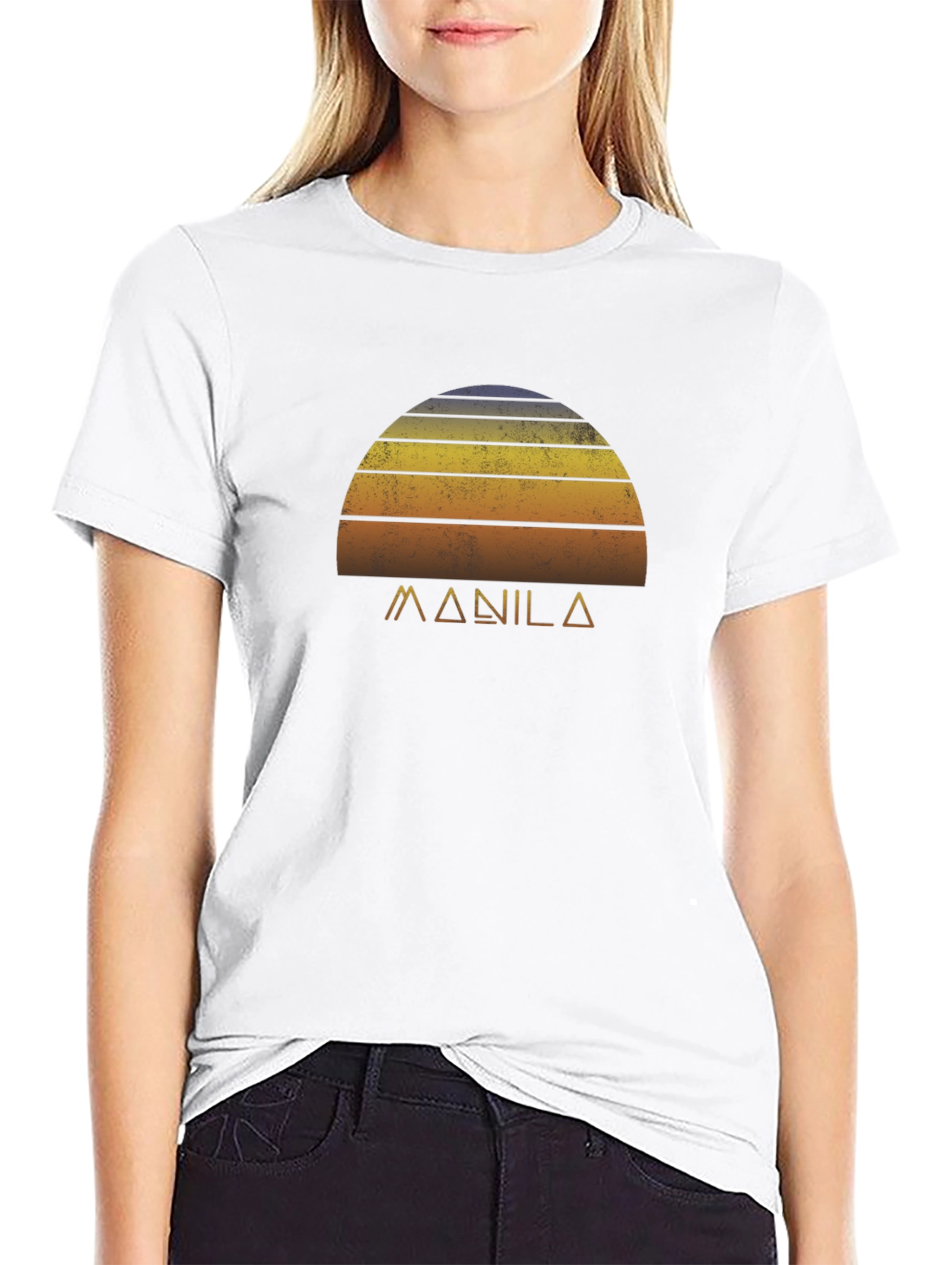 Camiseta Negra Retro Manila Sunset