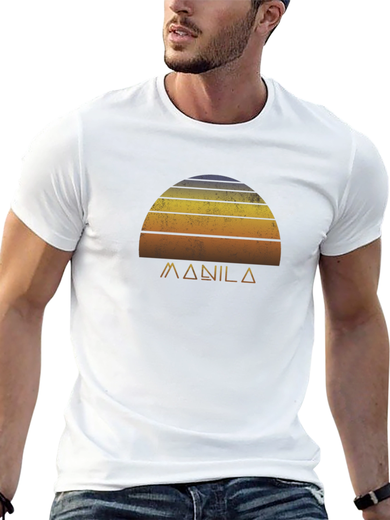 Camiseta Negra Retro Manila Sunset