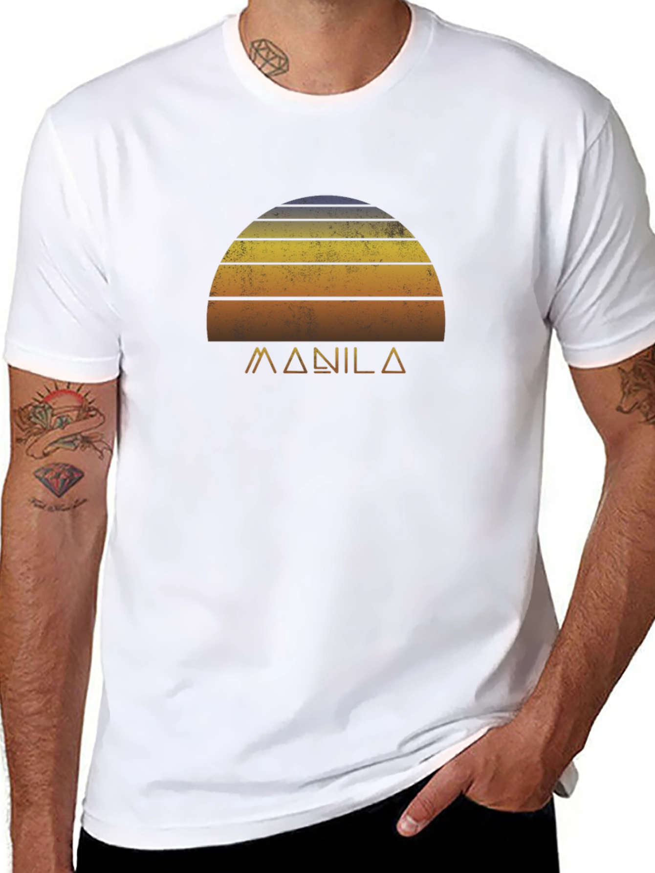 Camiseta Negra Retro Manila Sunset