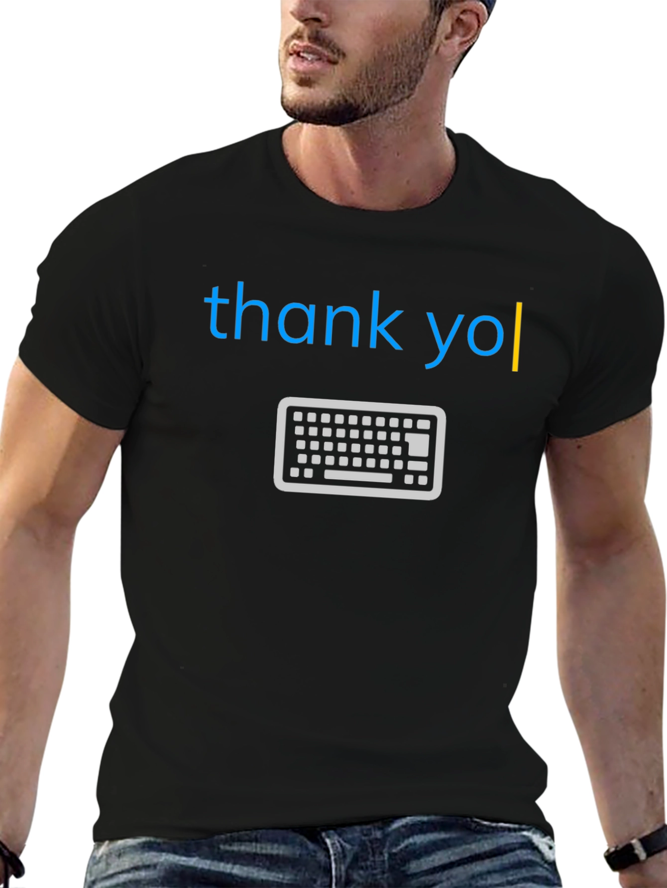 Camiseta Negra Thank You con Teclado