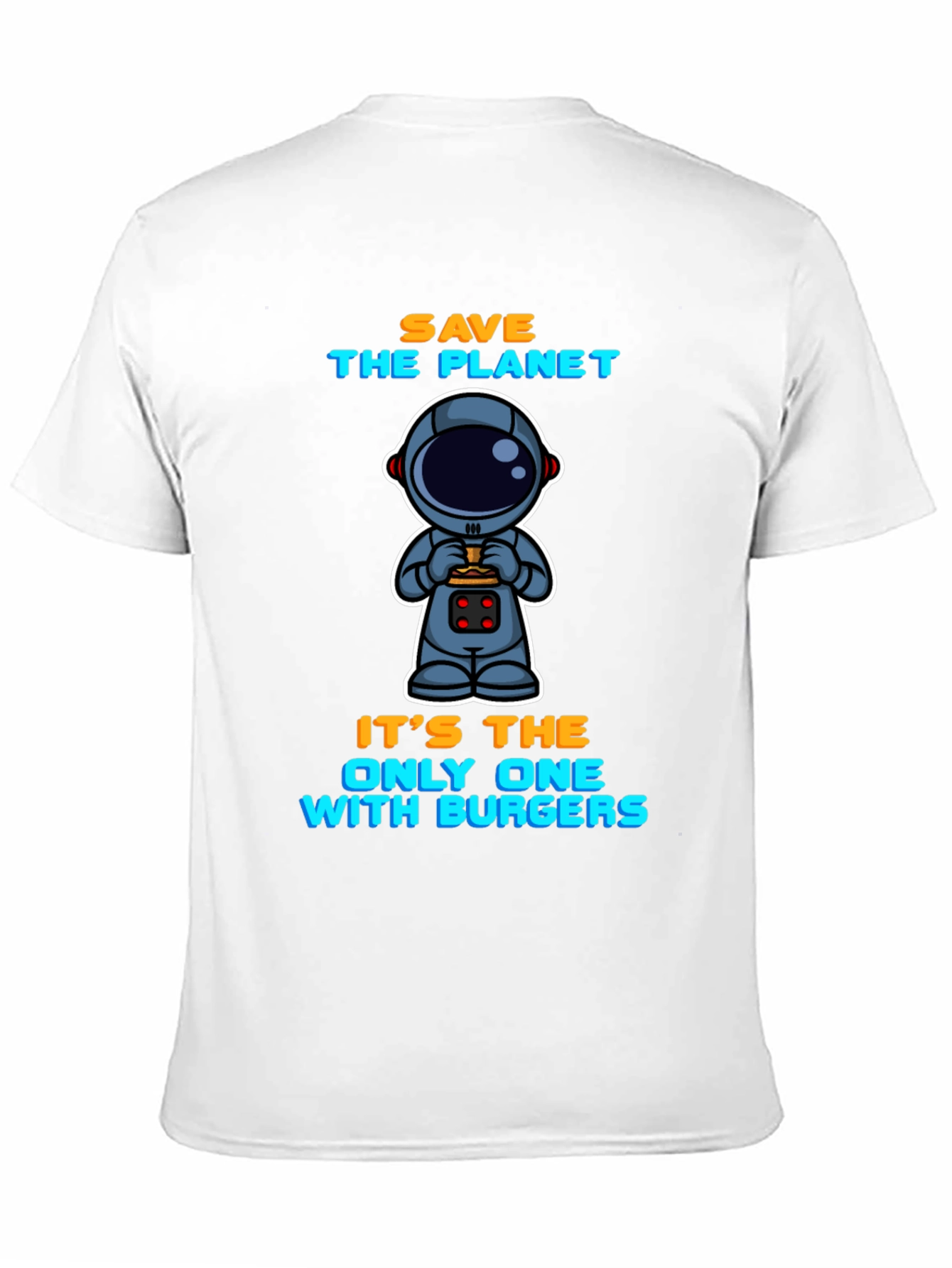 Camiseta Negra: Astronauta y Hamburguesas - Salva el Planeta
