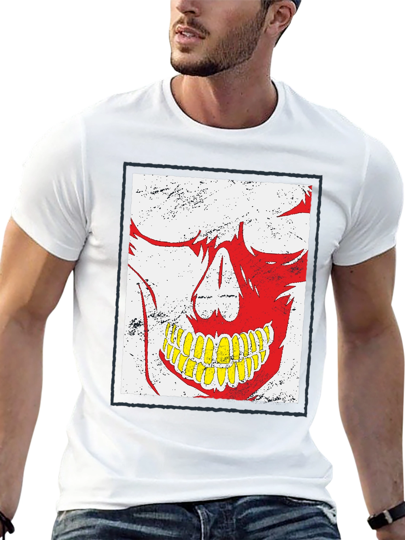 Camiseta Negra con Diseño de Calavera Distintivo
