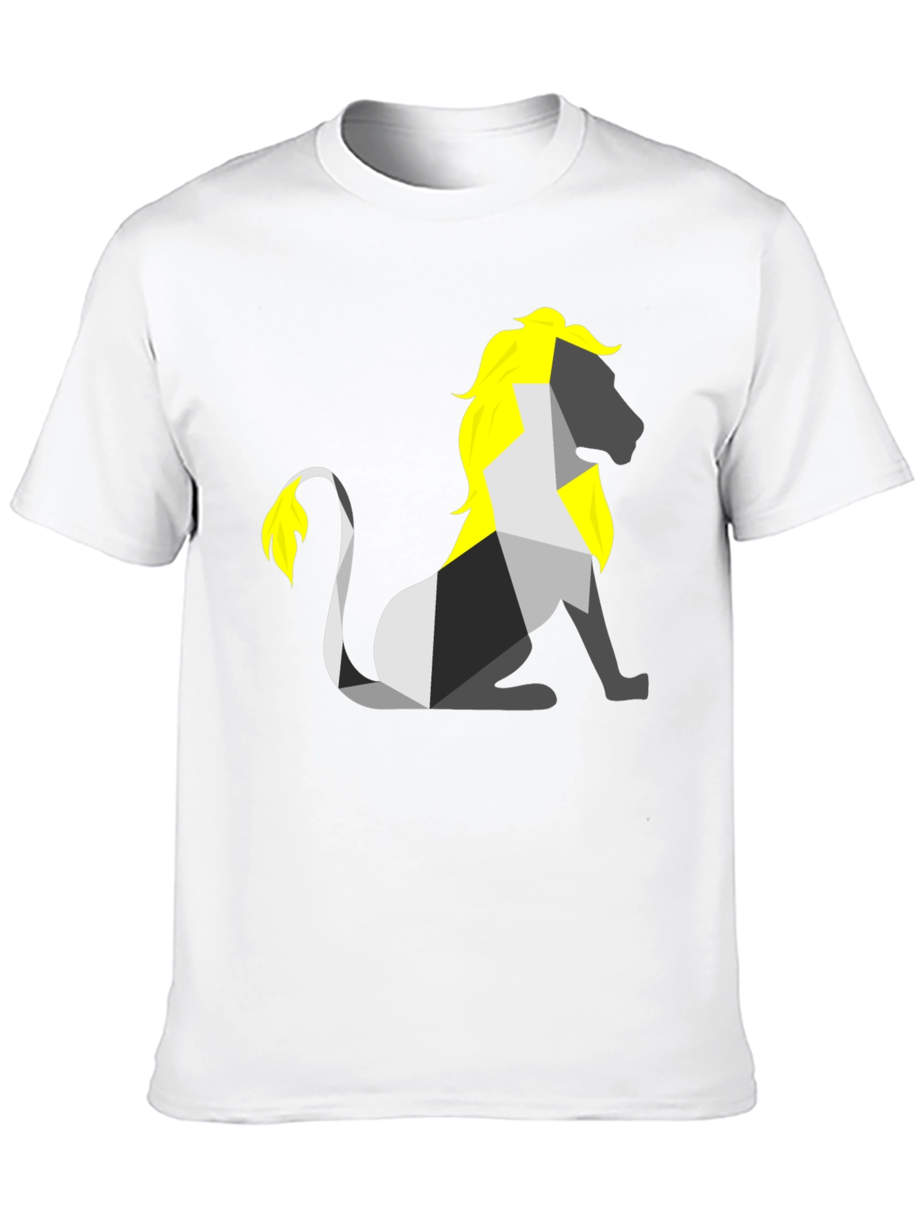 Camiseta Negra con León Geométrico