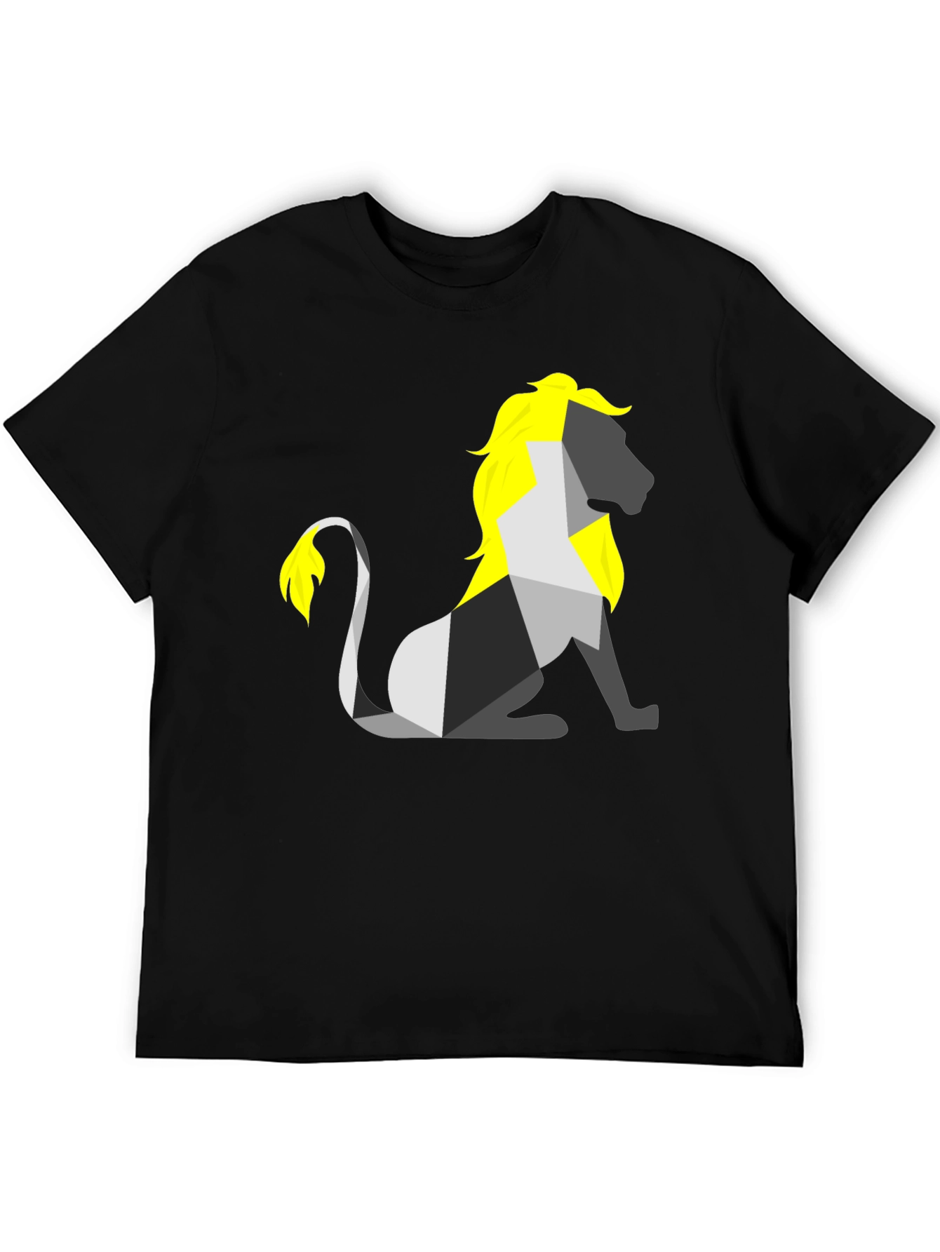 Camiseta Negra con León Geométrico
