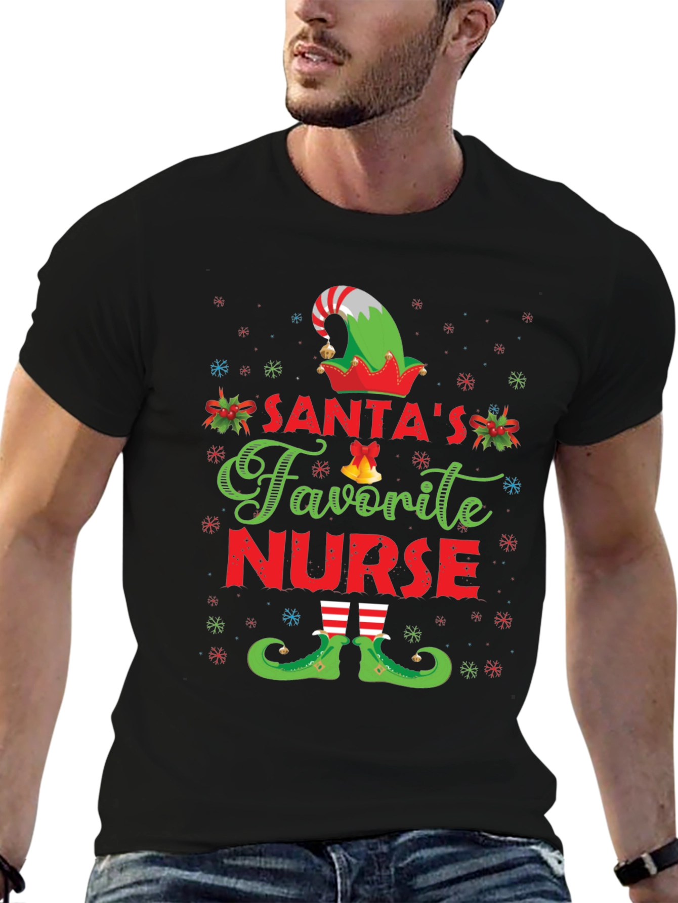 Camiseta Navideña Enfermera Favorita de Santa