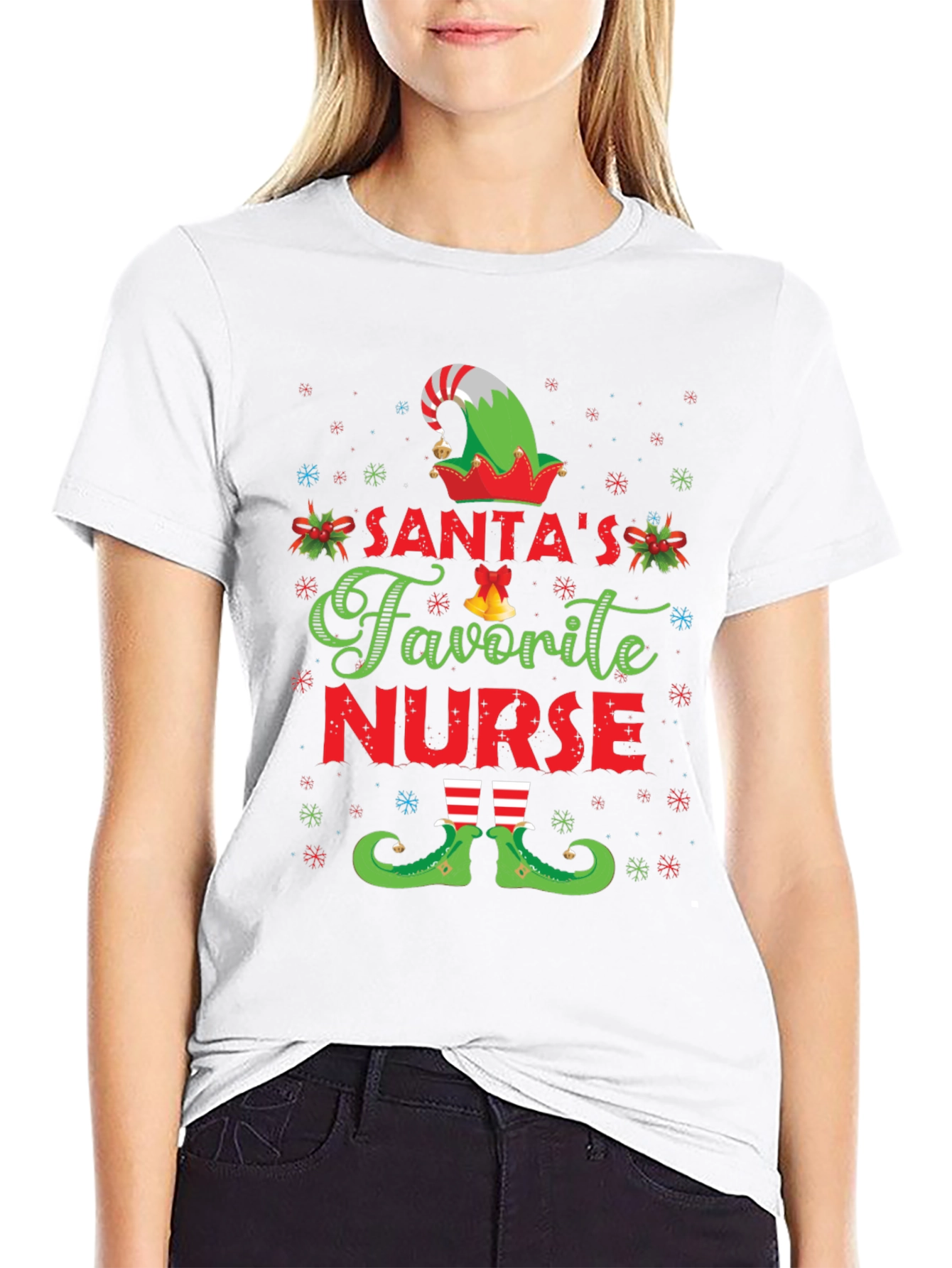 Camiseta Navideña Enfermera Favorita de Santa